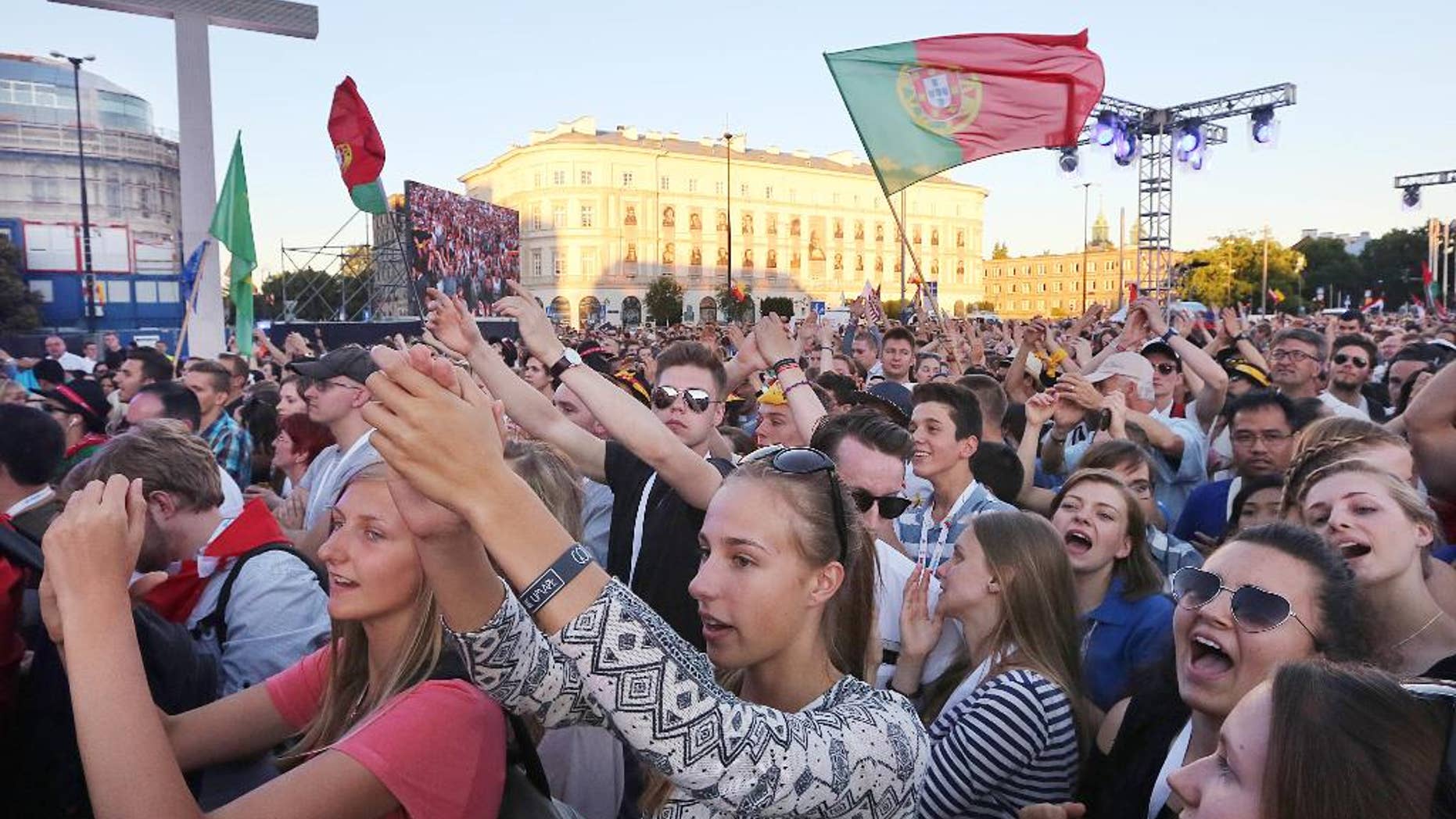 A concert organized for participants of World Youth Day, in Warsaw, Poland, Thursday.