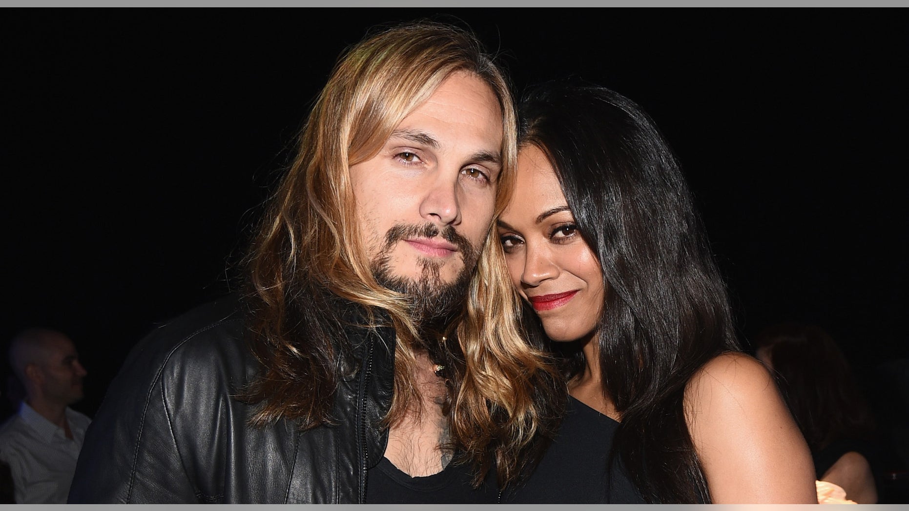 Marco Perego and Zoe Saldana on April 2, 2015 in Los Angeles, California.