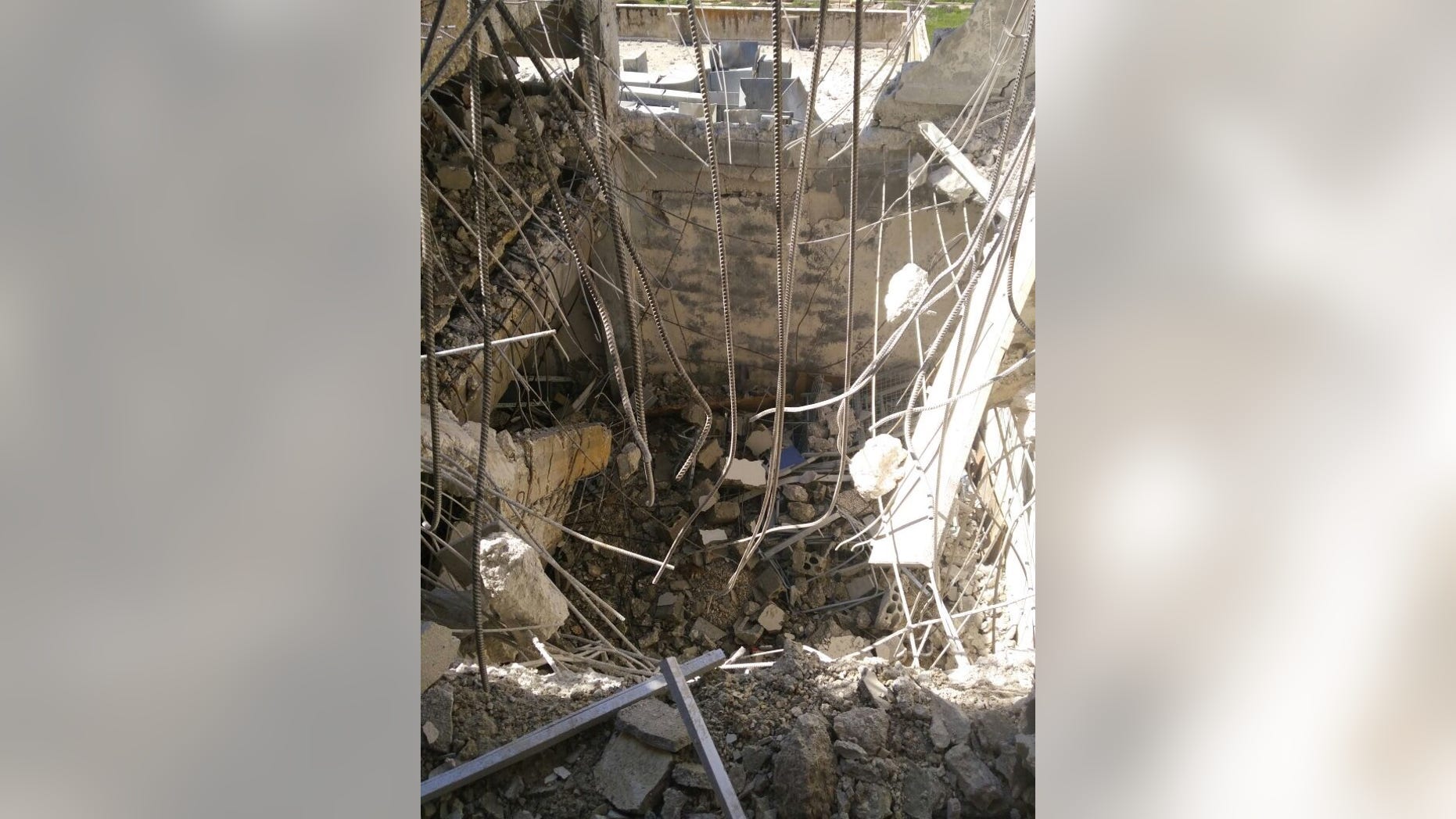 Rubble remains from an attack April 4 on a hospital in Khan Sheikoun, Idlib Syria.
