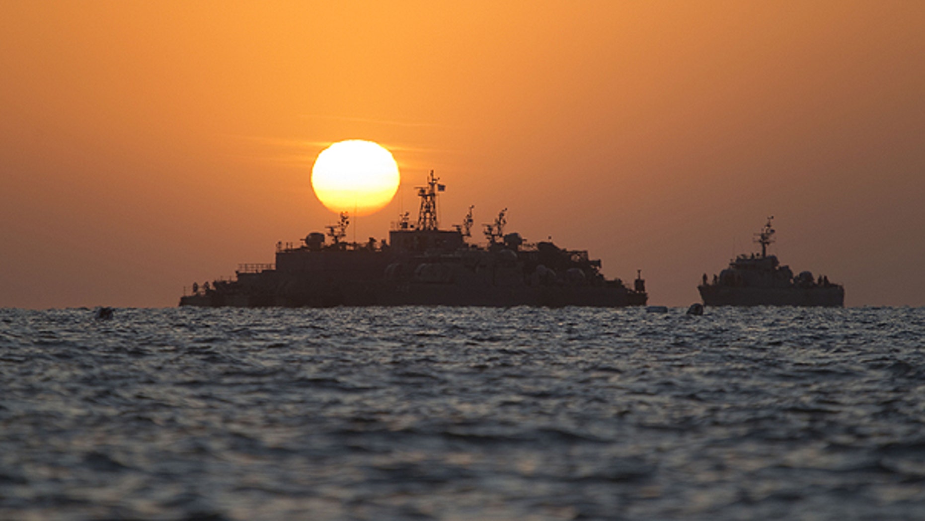 Nov. 28: South Korean ships stage off of the coast of South Korea's Yeonpyeong Island.