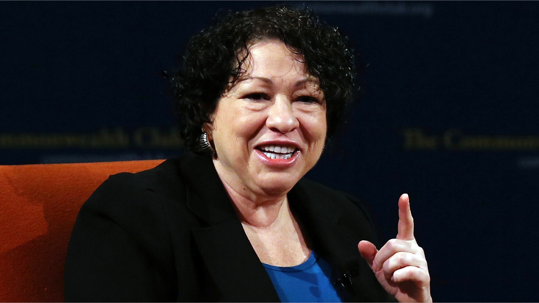 SAN FRANCISCO, CA - JANUARY 28: US Supreme Court Associate Justice Sonia Sotomayor speaks during a Commonwealth Club event at Herbst Theatre on January 28, 2013 in San Francisco, California. Sotomayor spoke in conversation with Stanford law school dean Mary Elizabeth Magill at the Commonwealth Club as she promotes her new book "My Beloved World" (Photo by Justin Sullivan/Getty Images)