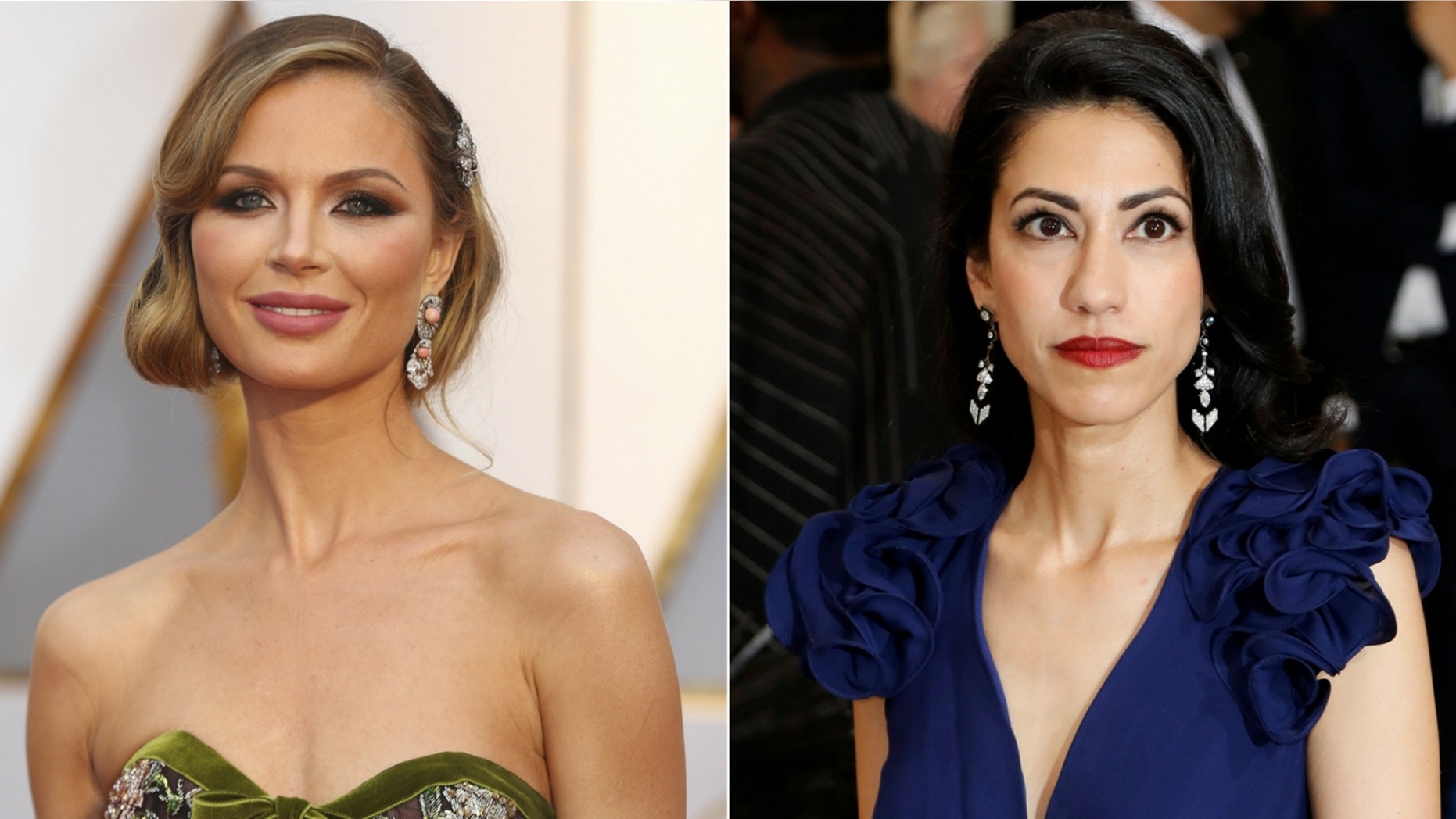 Huma Abedin (right) said she and Georgina Chapman (left) bonded "in all kinds of ways" after both of their husbands were caught up in sexual misconduct scandals.