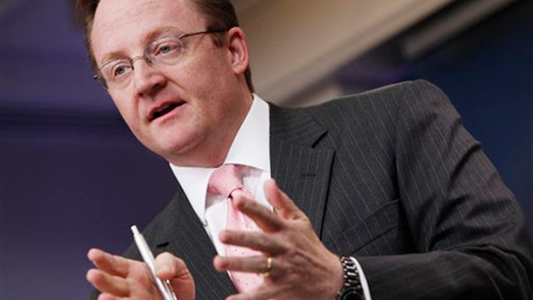 FILE: Robert Gibbs, as White House press secretary, briefs reporters in Washington.