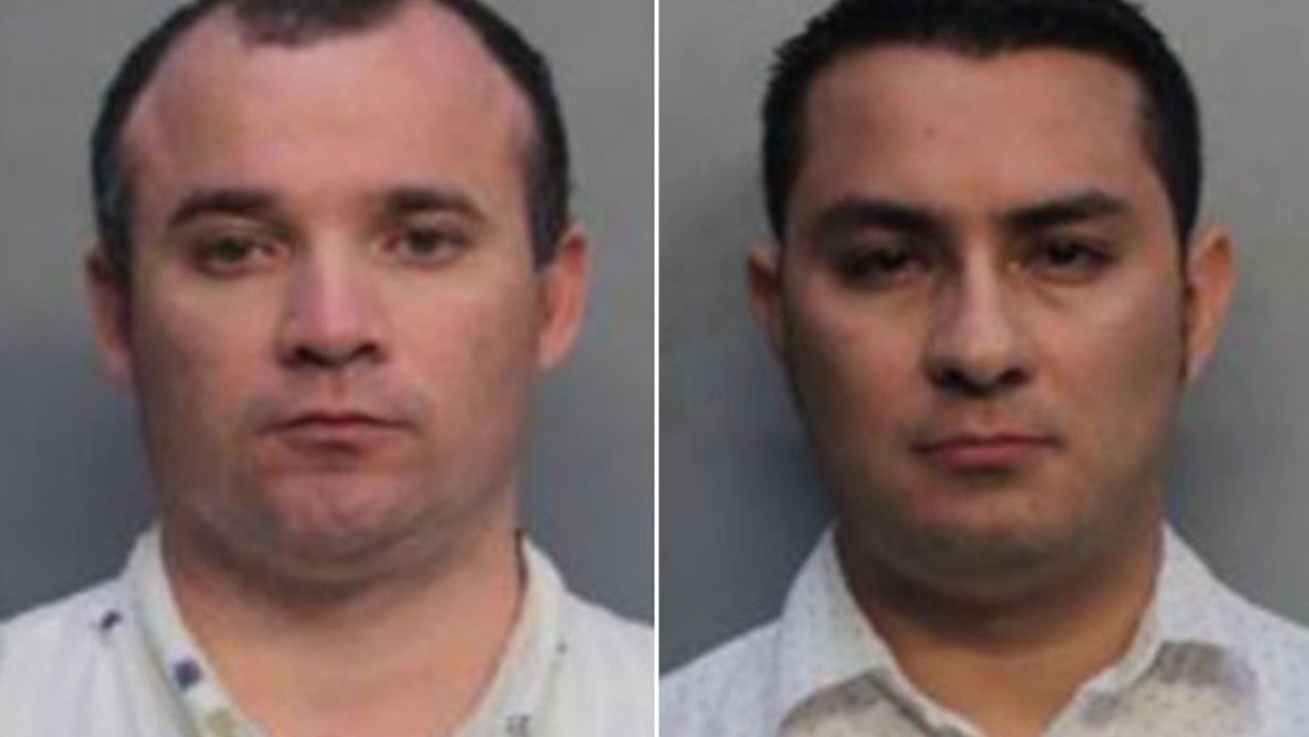 Diego Berrio and Edwin Giraldo Cortez were taken into custody after allegedly being caught performing sex acts in a parked rental car near Miami Beach, reports said.