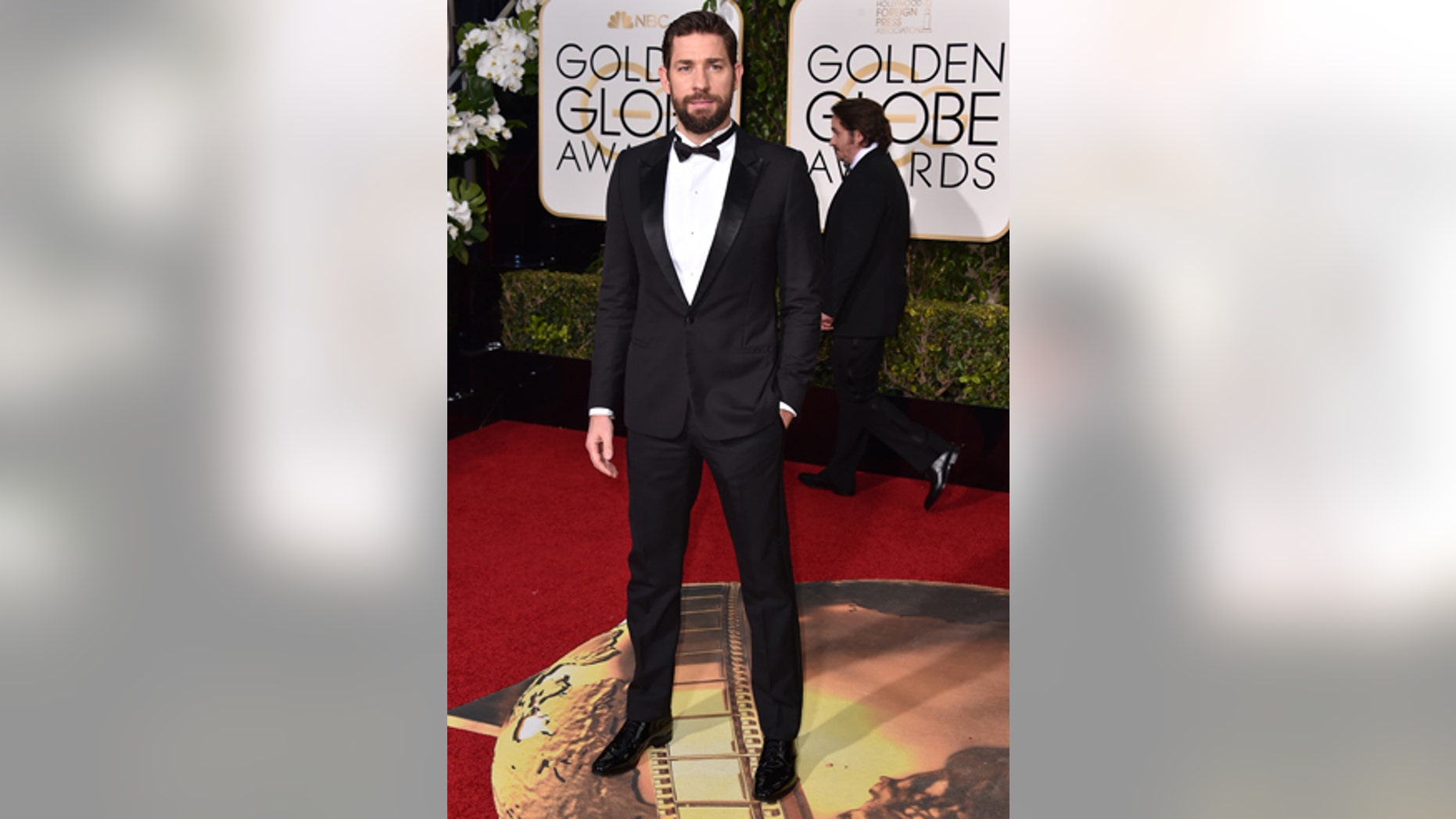 John Krasinski arrives at the 73rd annual Golden Globe Awards on Sunday, Jan. 10, 2016, at the Beverly Hilton Hotel in Beverly Hills, Calif. (Photo by Jordan Strauss/Invision/AP)
