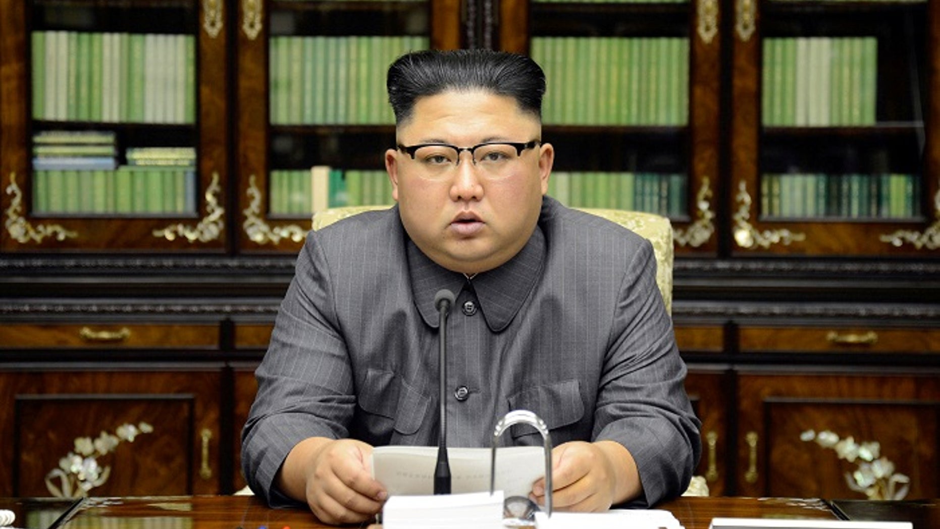 North Korean leader Kim Jong Un makes a statement regarding U.S. President Donald Trump's speech at the U.N. General Assembly.