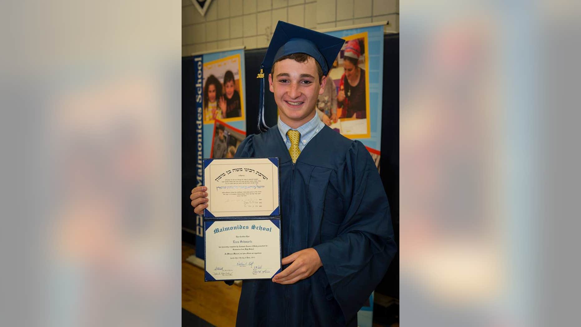 Ezra Schwartz, a 2015 graduate of the Maimonides School.