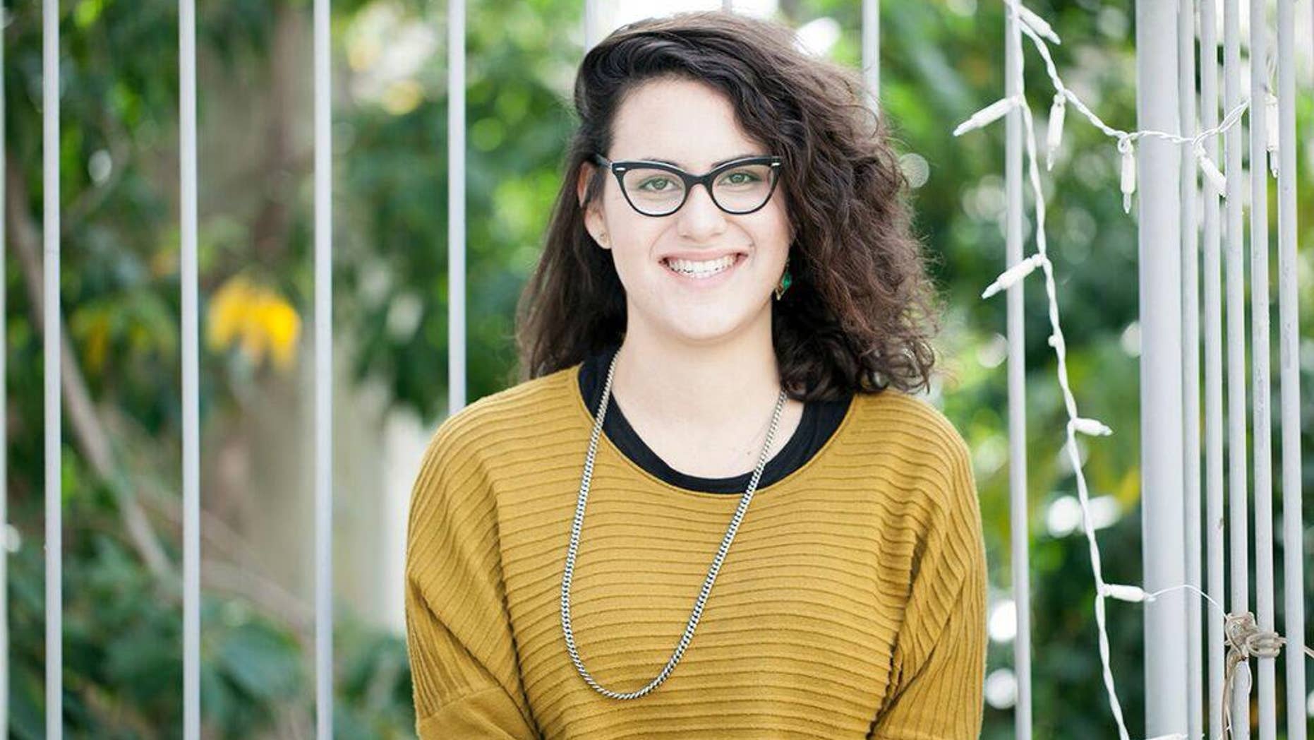 This undated photo released by the Mesarvot non-governmental organization shows, Tair Kaminer, a 19-year-old Israeli woman who spent more than three months in military prison in what supporters say is the longest sentence ever handed down to a female conscientious objector in Israel. Kaminer is refusing to perform compulsory military service because of her opposition to Israel's nearly 50-year military occupation of captured lands sought by the Palestinians. (Shani Scarlett Kagan/Mesarvot via AP)