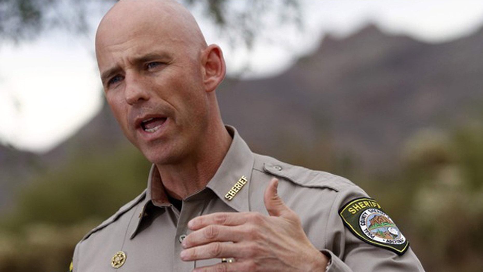 Nov. 24, 2011: Pinal County Sheriff Paul Babeu speaks during a news conference in Apache Junction, Ariz.