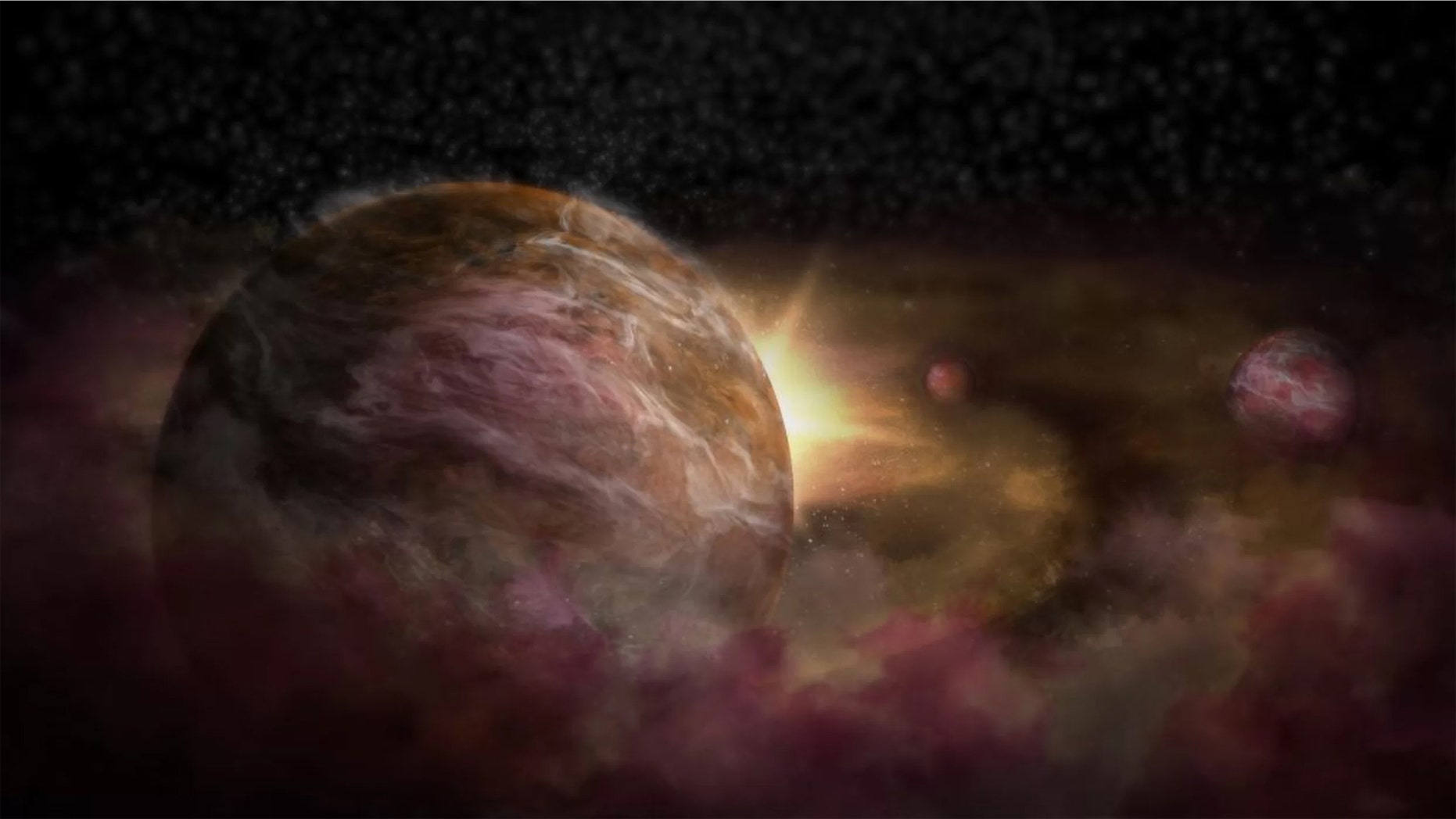 Artist's illustration of protoplanets forming around a young star. Credit: S. Dagnello; NSF/NRAO/AUI