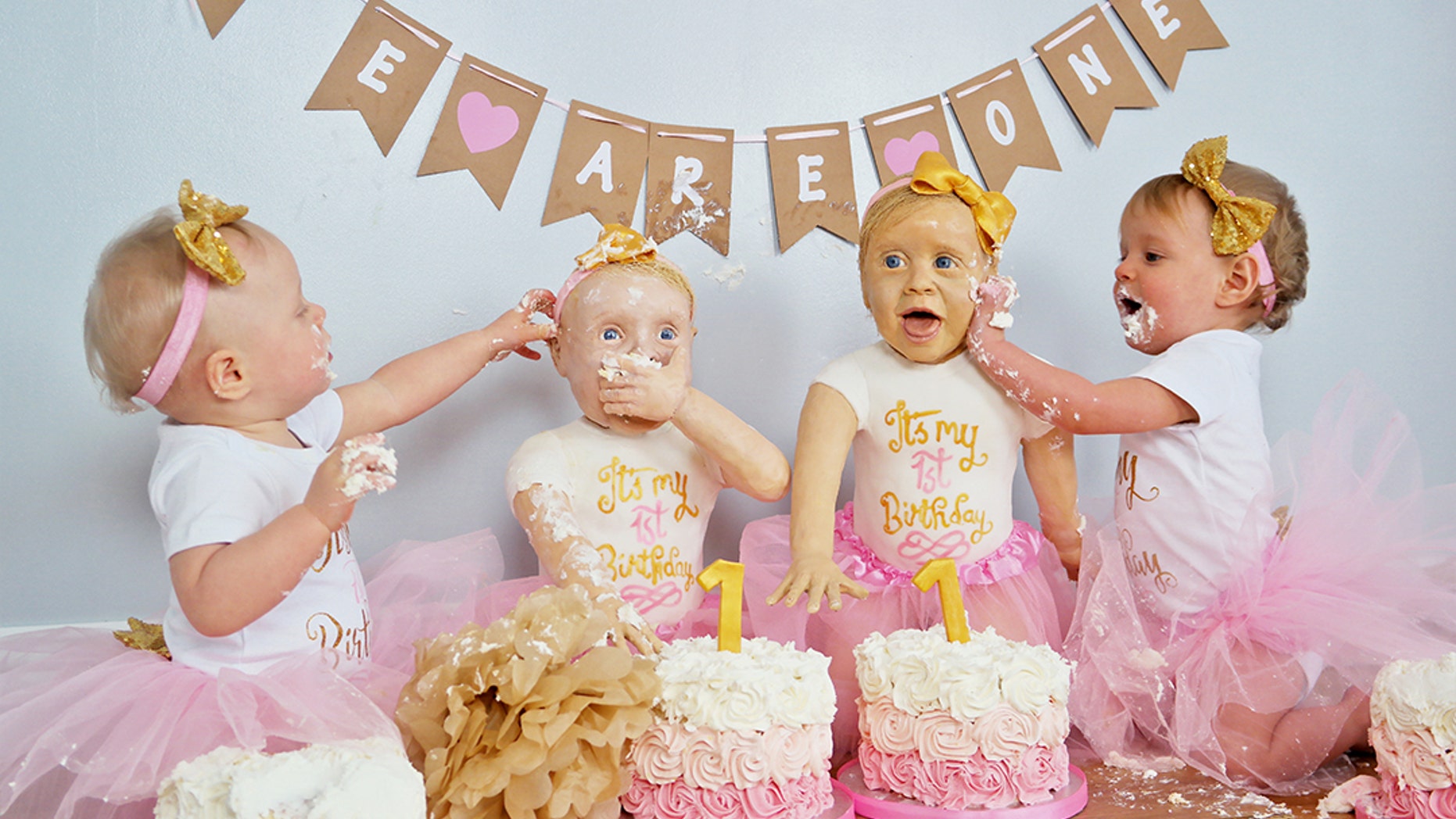 Mom Lara Mason spent more than 100 hours constructing the edible treats of little Lily and Lyla.