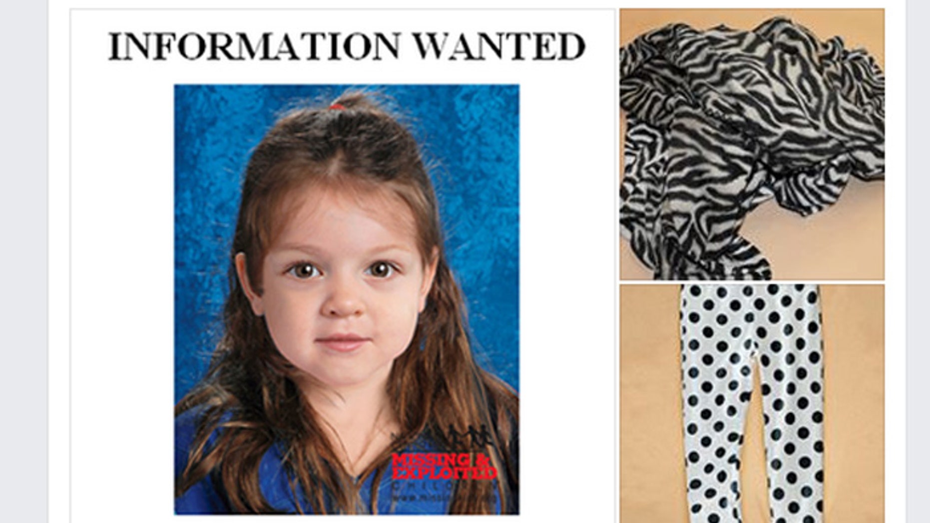 The little girl was wearing polka-dot leggings and a zebra-striped blanket. (Massachusetts State Police)