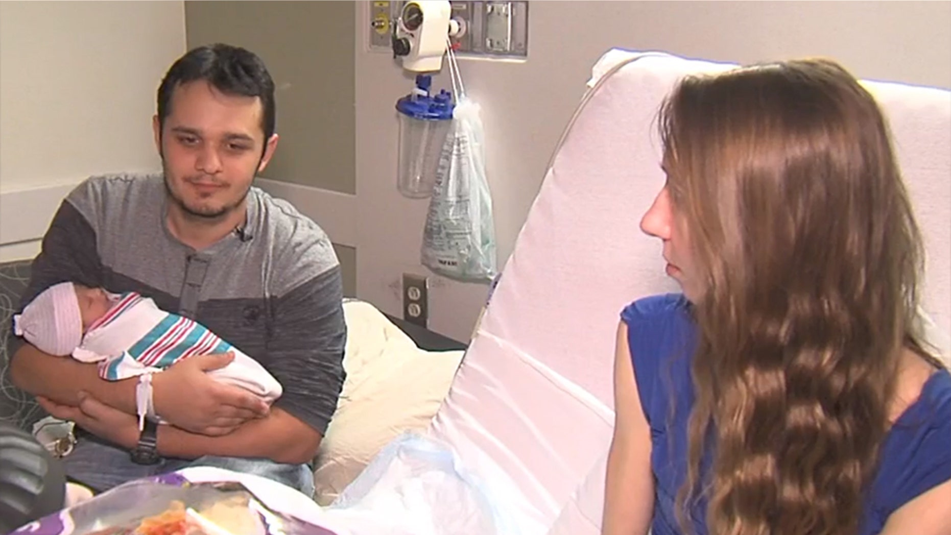 New parents Tiffani Von Glahn and Carl Alewine said they welcomed their daughter into the world after a high-speed police chase.