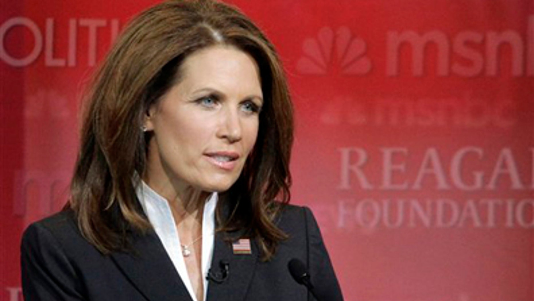 Wednesday: Rep. Michele Bachmann participates in a 2012 Republican presidential primary debate at the Reagan Library in California.