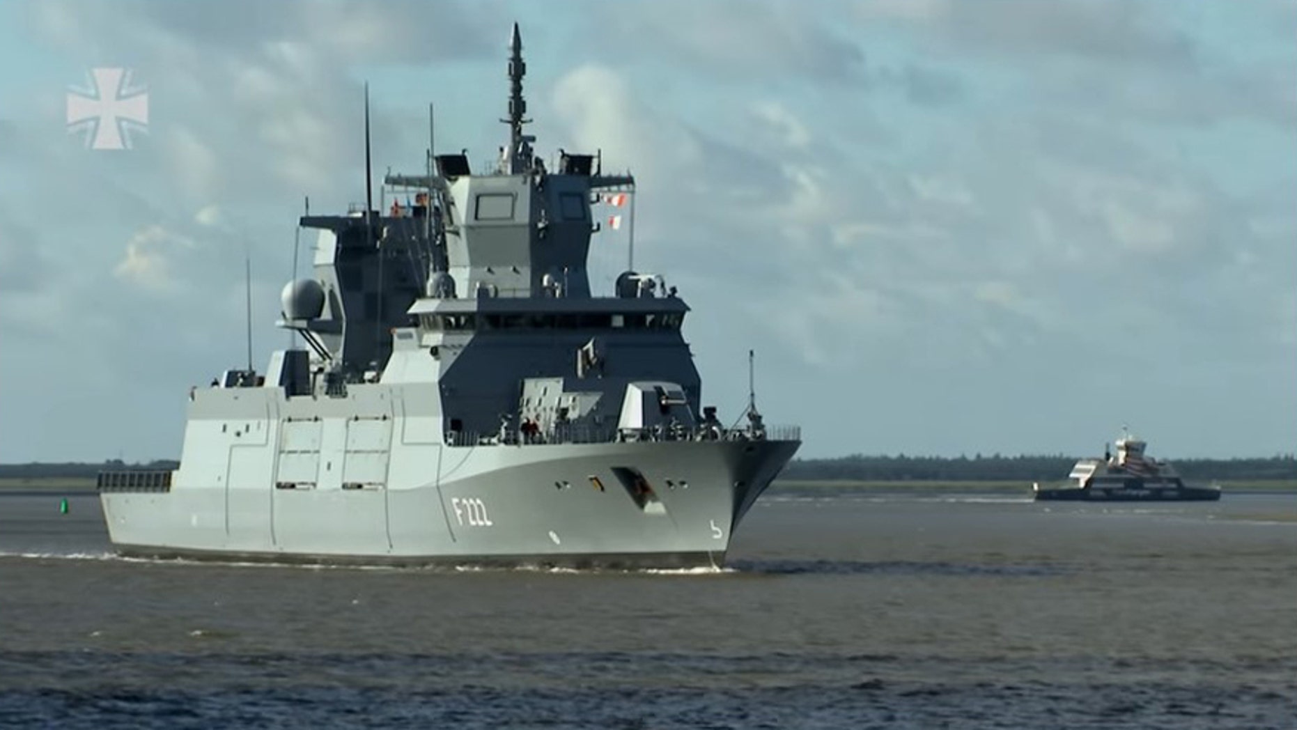 The German Navy's new frigate, the Baden-Württemberg (Bundeswehr/YouTube screenshot)