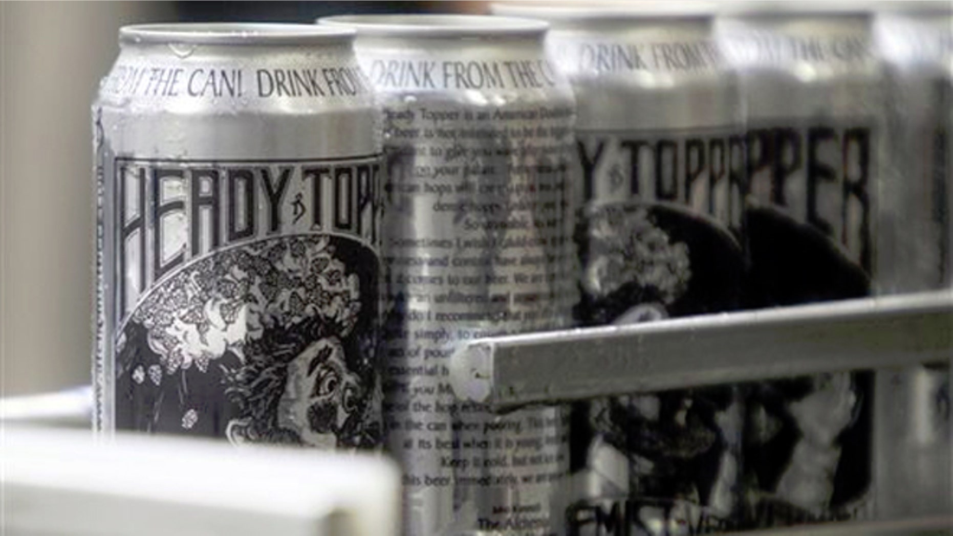 Cans of Heady Topper roll off the line at the Alchemist Cannery in Waterbury, Vt.
