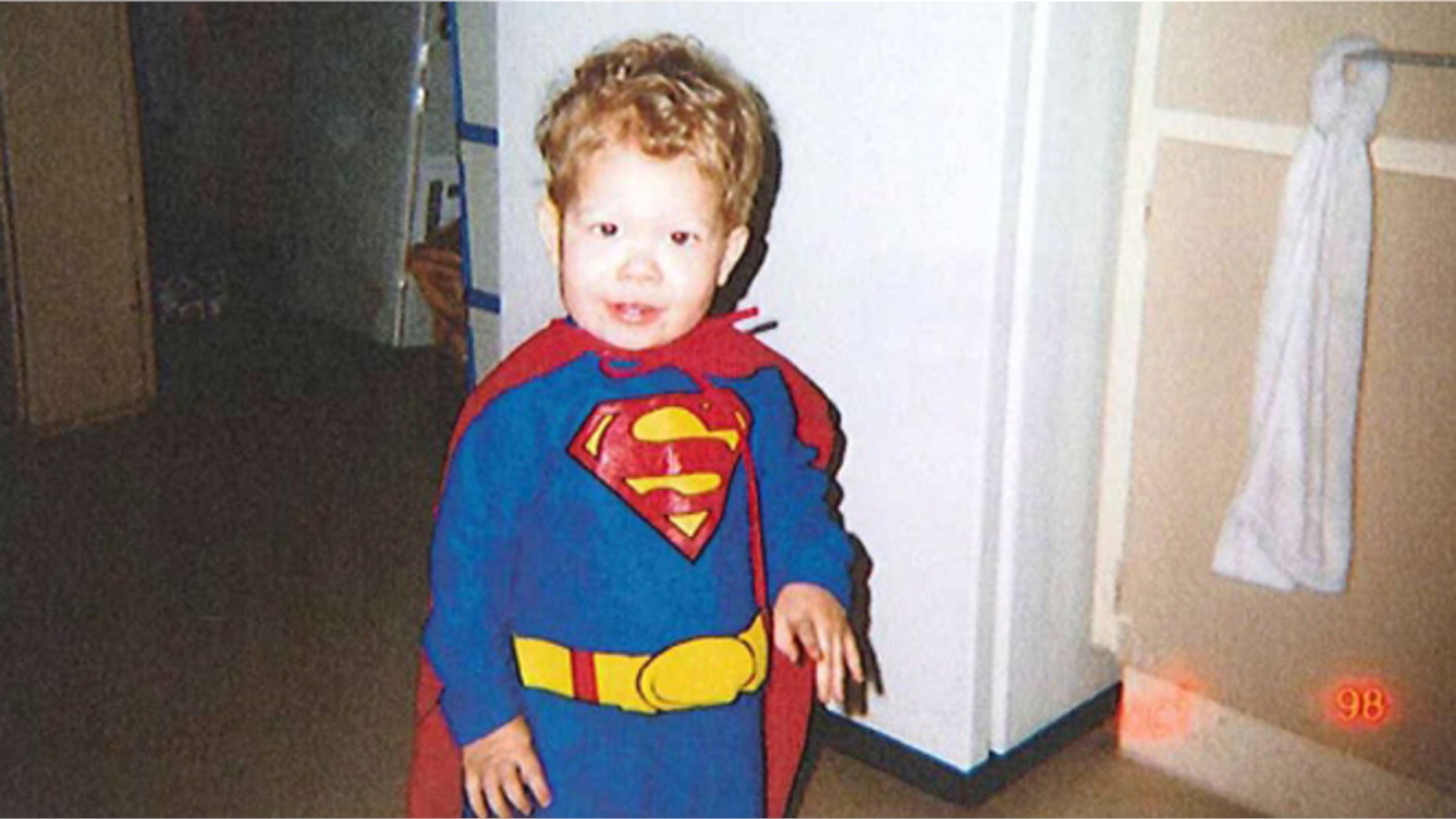 Jeffrey Baldwin is seen in a Halloween costume in this undated handout photo released at the inquest into his death last year. DC Entertainment is reportedly refusing to allow a memorial statue of Baldwin to feature the logo.