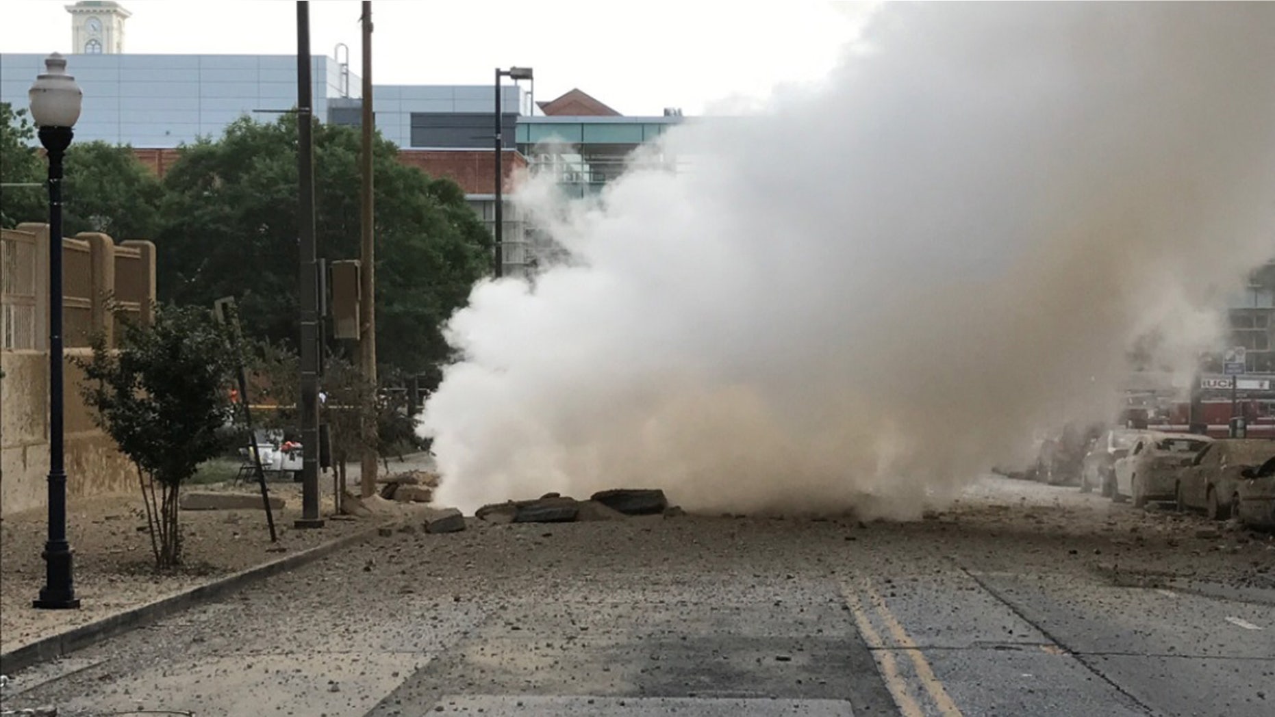 The scene after a steam pipe explosion in Baltimore.