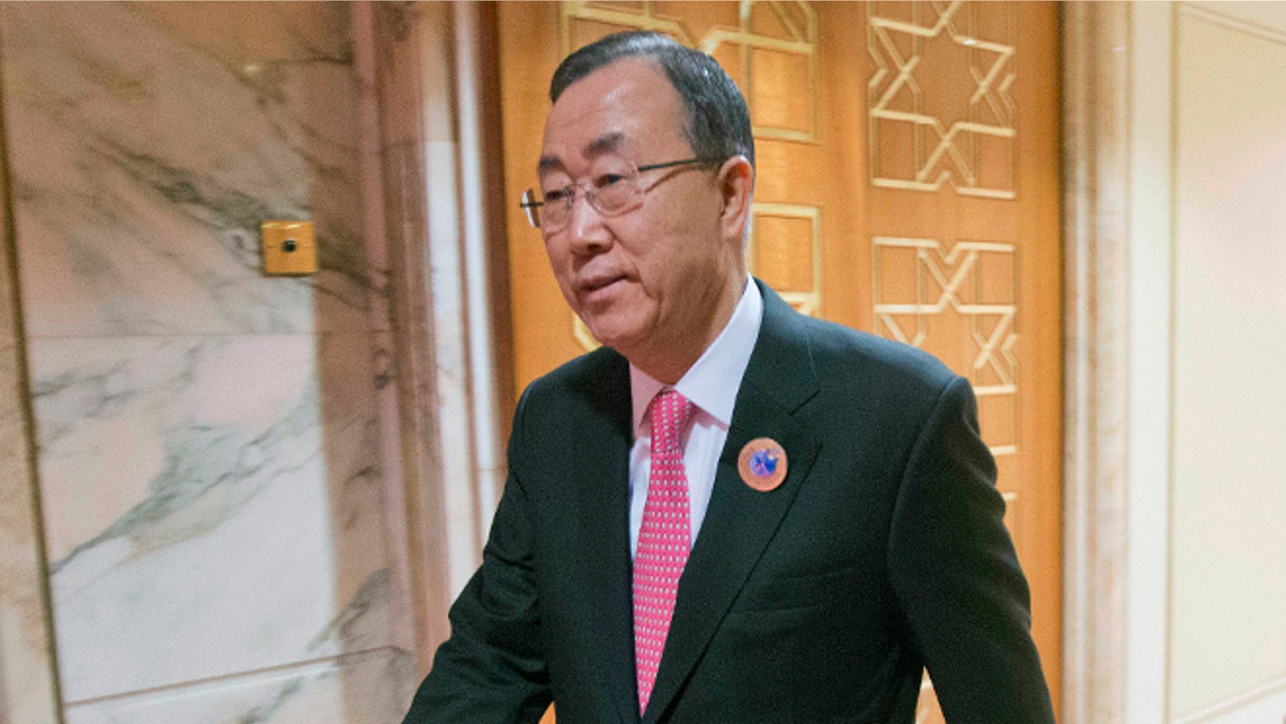 FILE: Jan. 15, 2014: United Nations Secretary General Ban Ki-moon at Bayan Palace in Kuwait City, Kuwait.