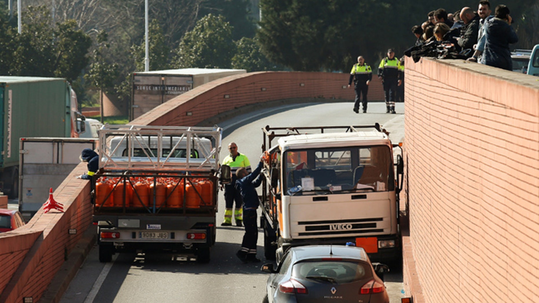 The truck after its was stopped in Barcelona.