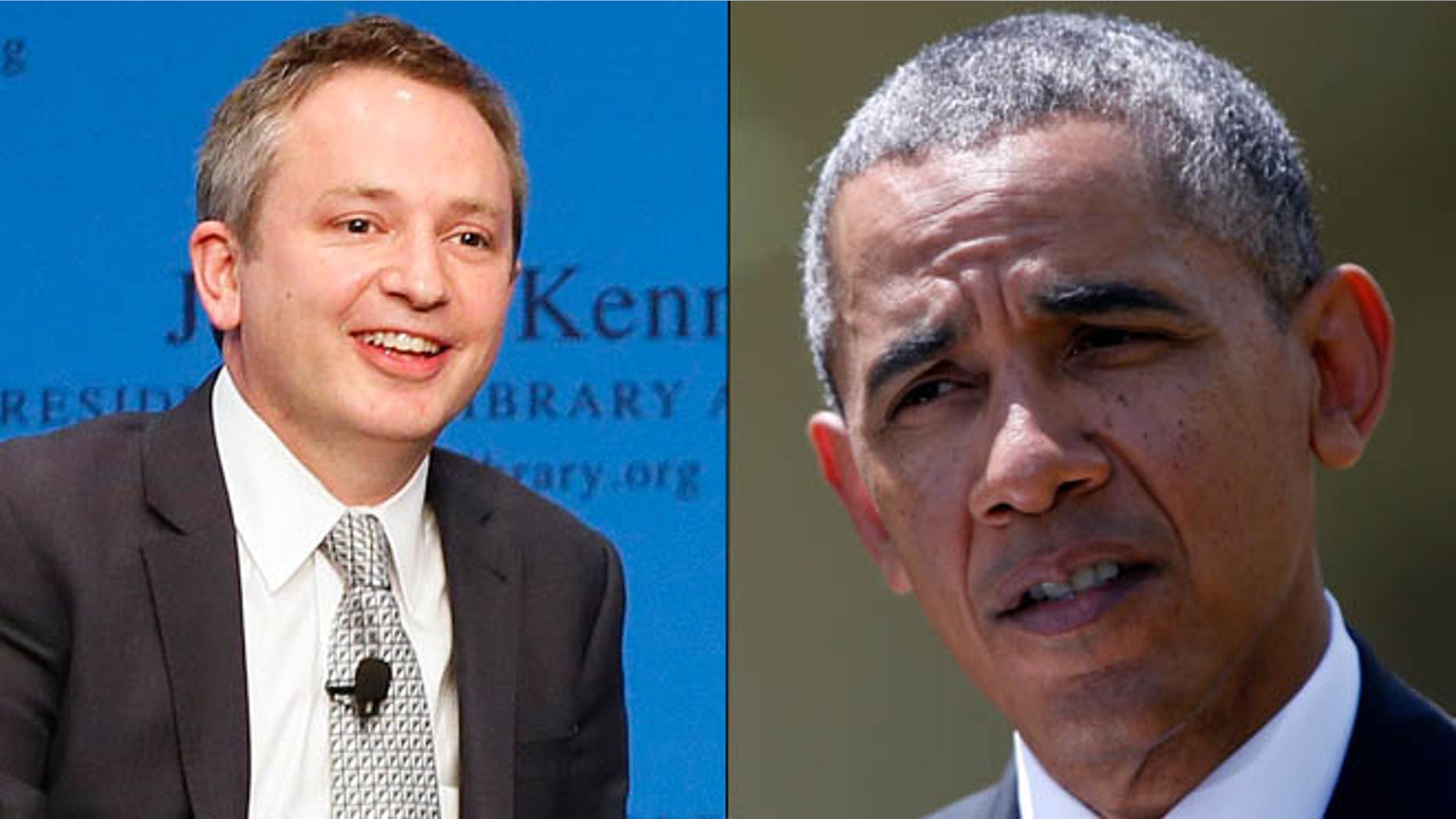 Shown here are Obama judicial nominee David Barron, left, and President Obama.