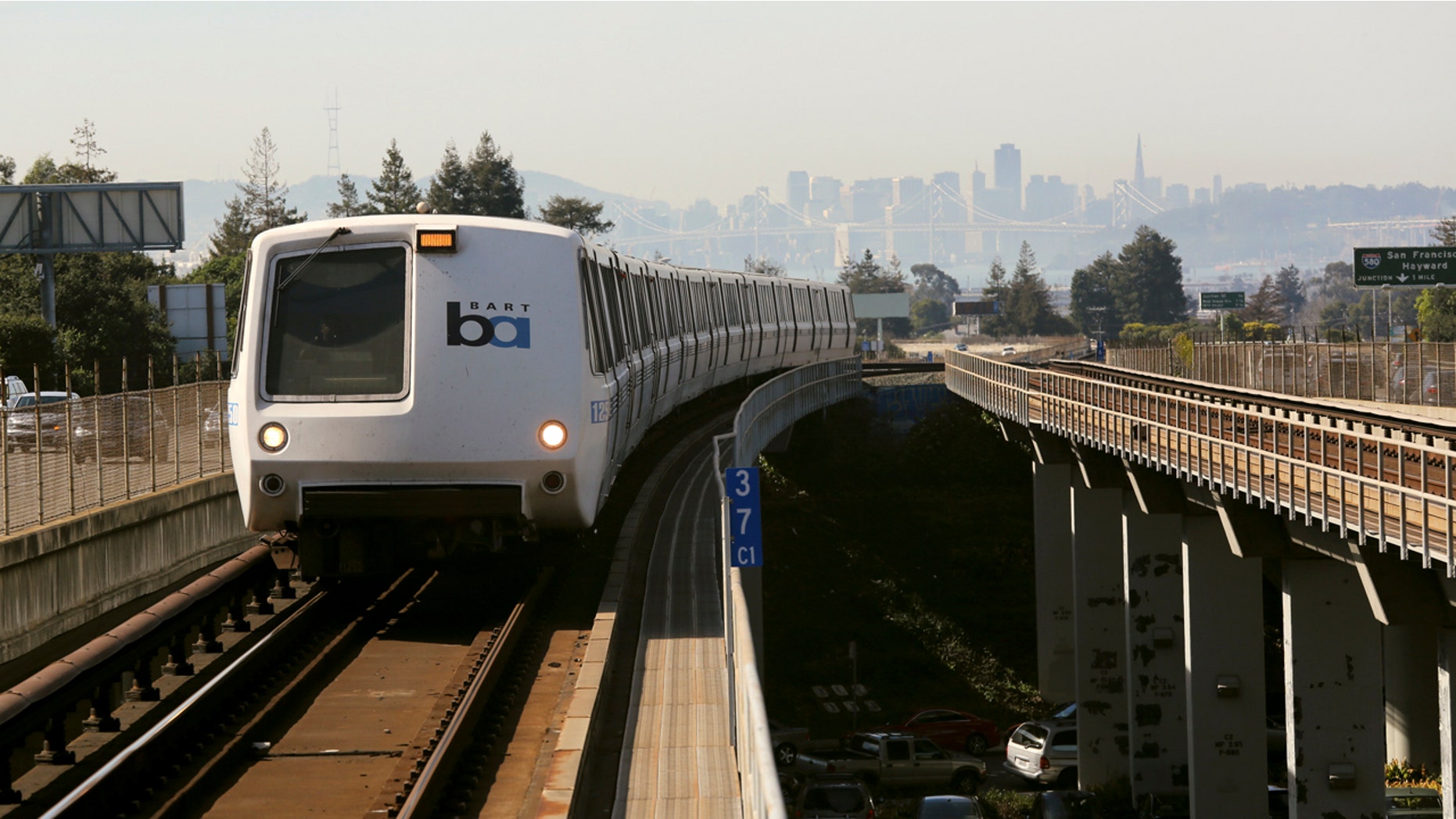 A Bay Area Rapid Transit (BART) train enters the platform area at the Rockridge station in Oakland, California February 12, 2015.
