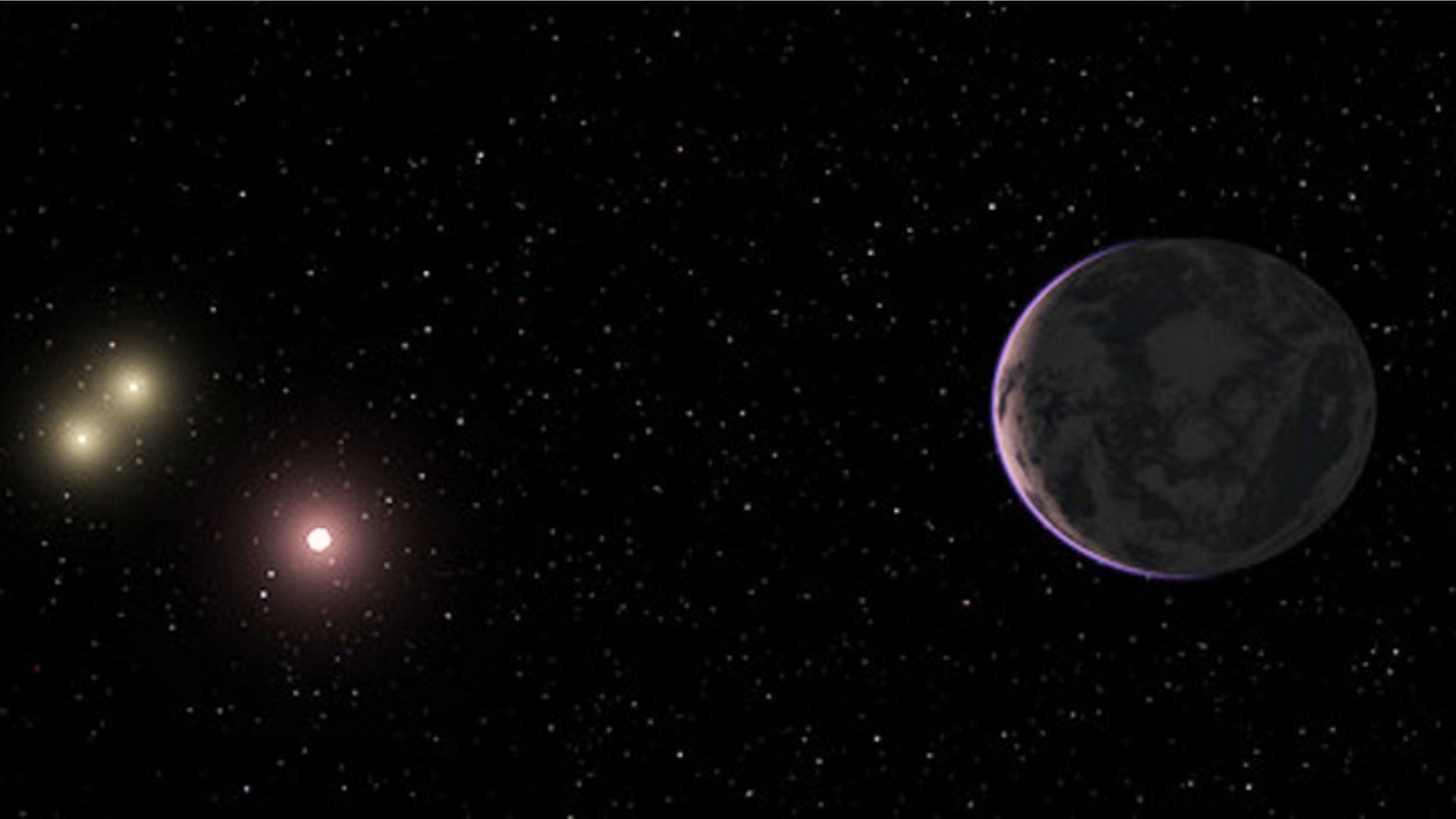 An artist's conception of the alien planet GJ 667Cc, which is located in the habitable zone of its parent star.