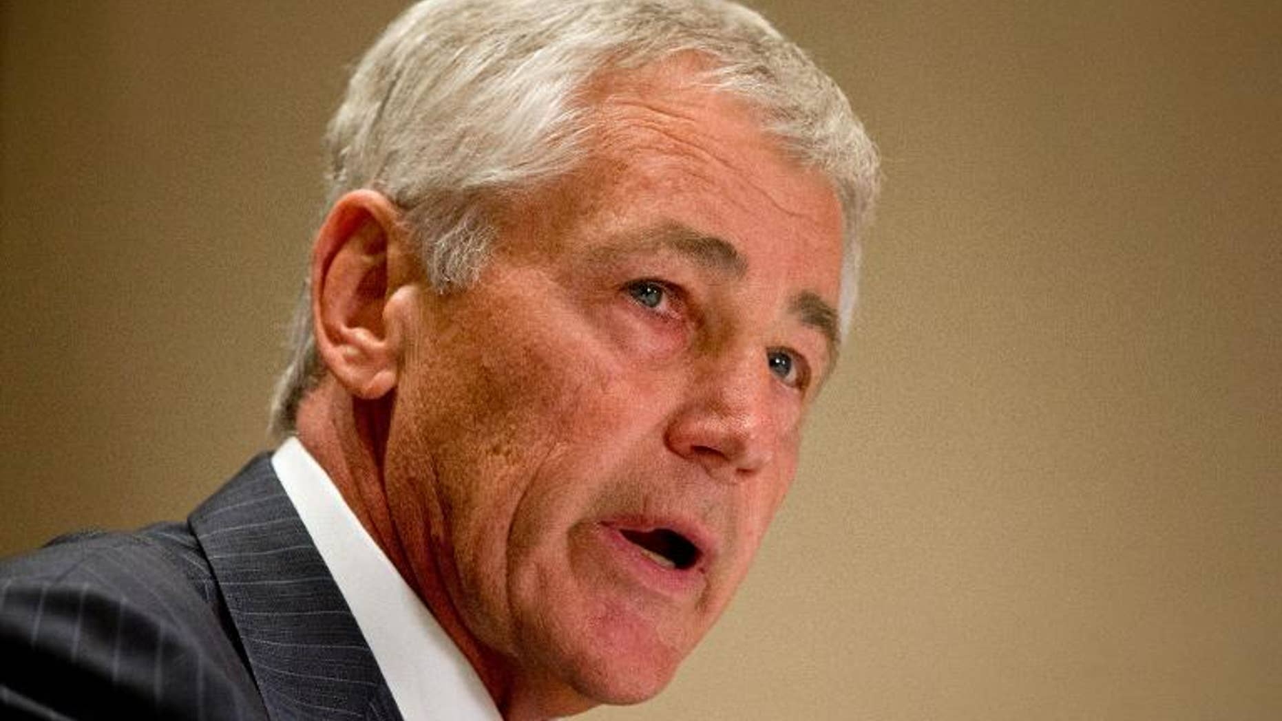 US Defense Secretary Chuck Hagel speaks to the press about the government shutdown in Seoul on October 1, 2013