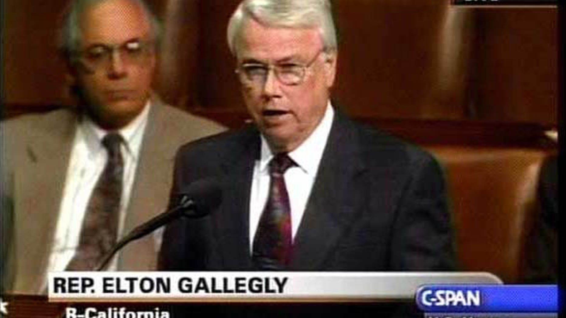 NA.Excerpts.3. Congressman Elton Gallegly (R-Simi Valley) gives his views on the House resolution today. Congress debates the H.J. 114 Iraq Resolution. Authorizes military force to defend the U.S. against "the contin uing threat posed by Iraq."