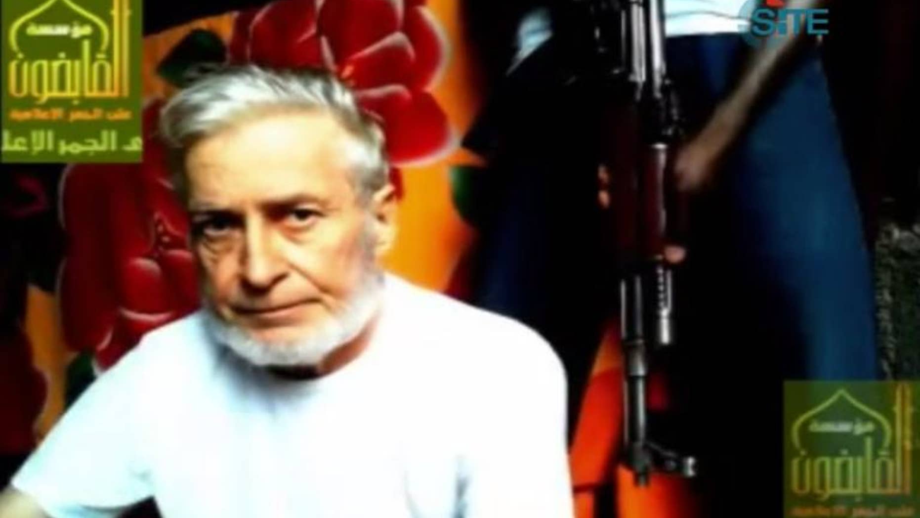 This image taken from a video released by the SITE Intelligence Group shows French enginner Francis Collomp, who is being held hostage by the Nigeria-based Ansar al-Muslimeen.