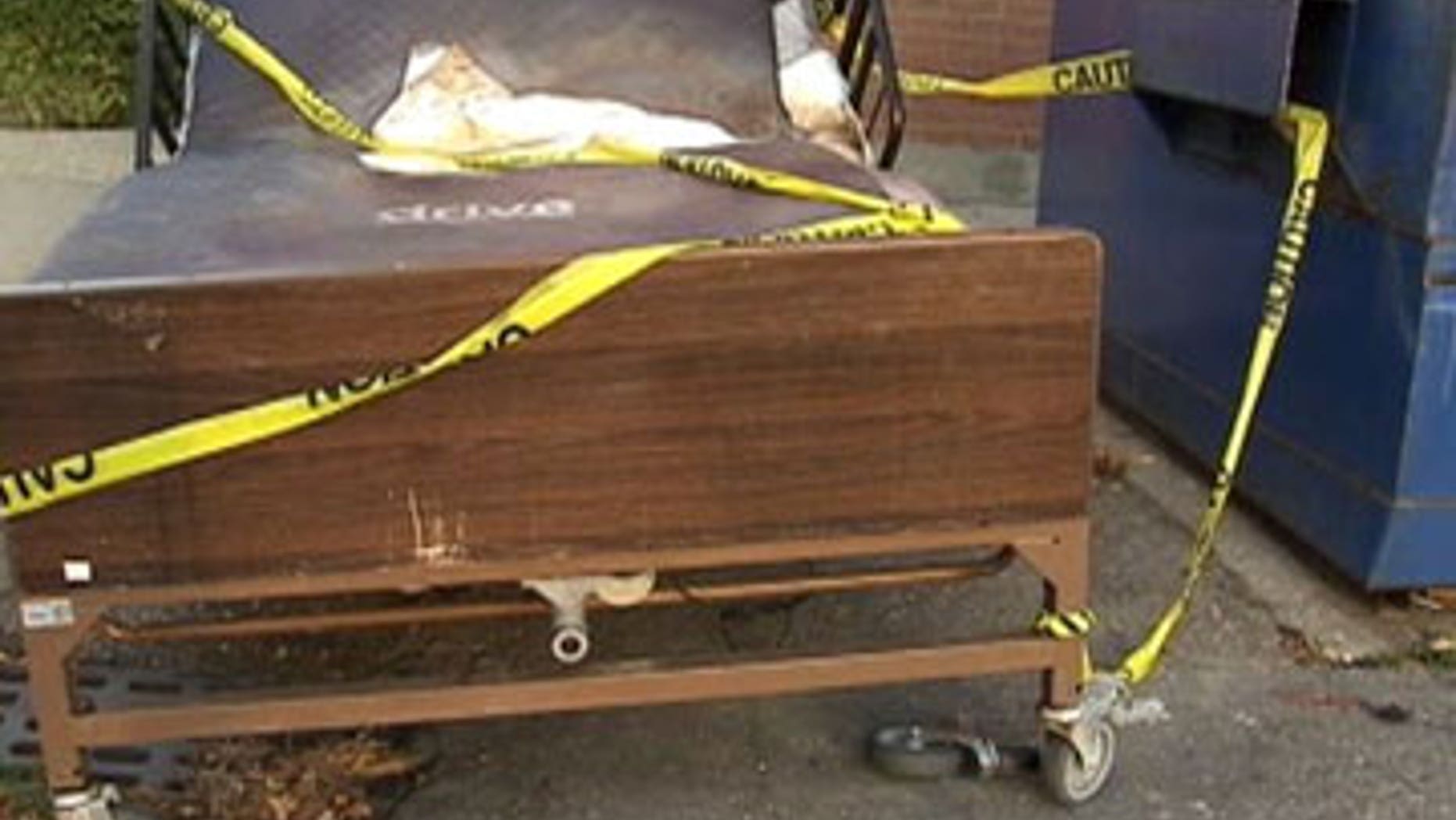 This undated photo shows the alleged bed the victim was found in.
