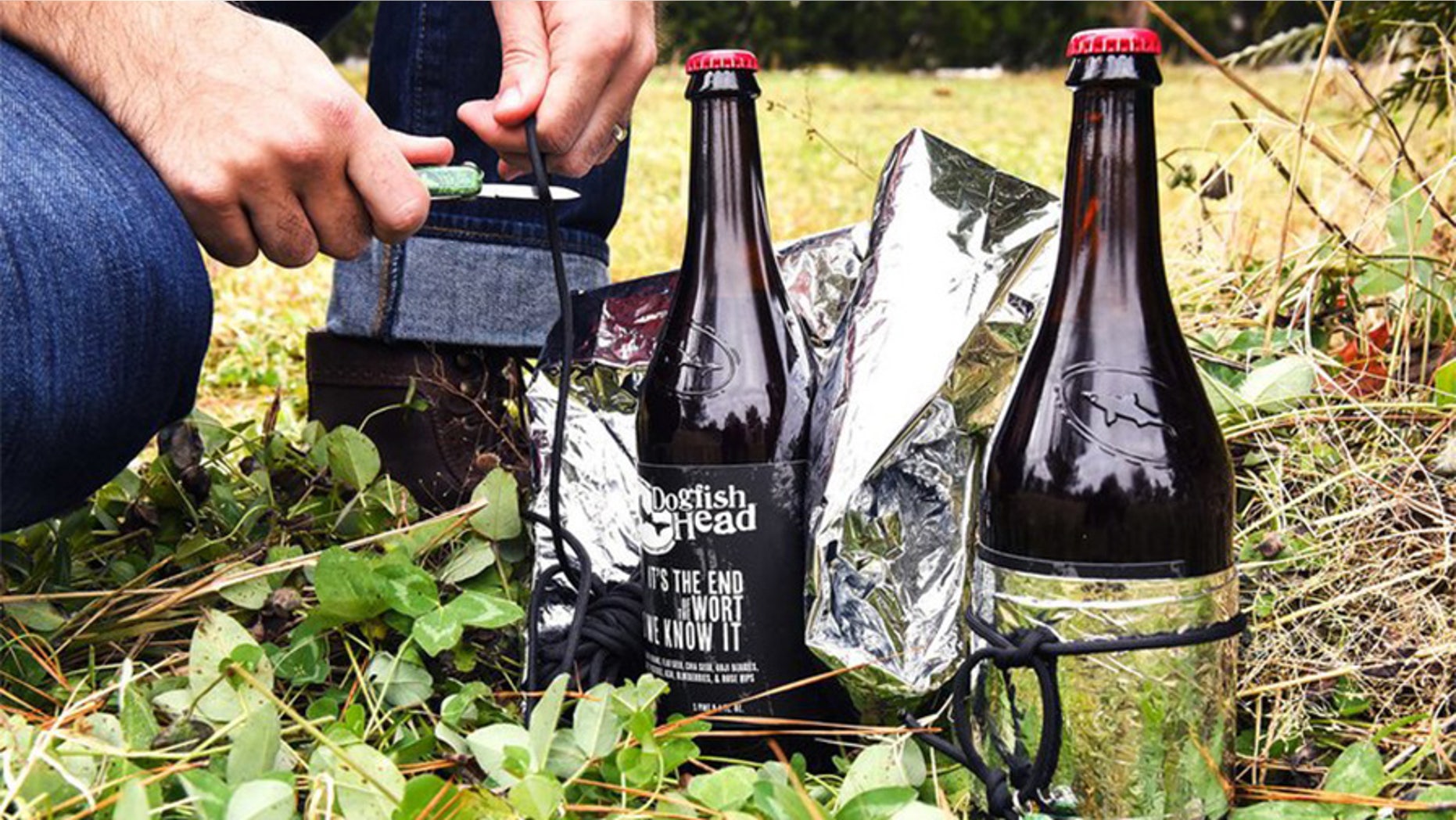 Dogfish Head brewery is launching a beer kit for preppers, complete with knife, rope and blanket.