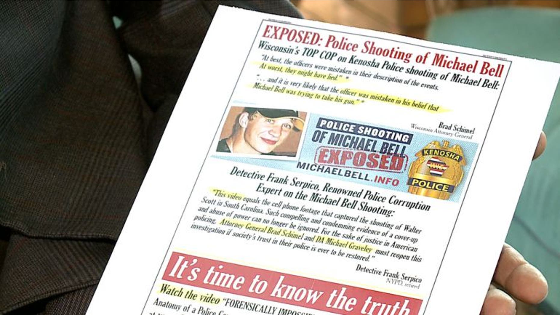 Michael Bell brought a ad page in Washington Post in hopes of renewing the investigation into his son's death.