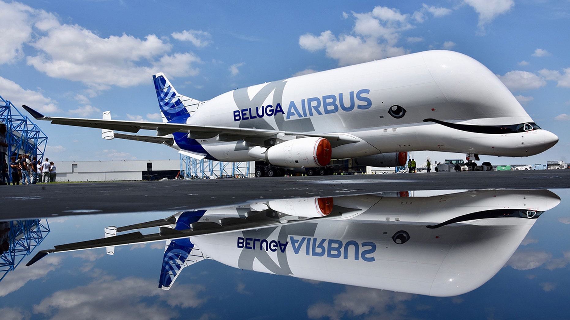 An airplane named BelugaXL now has a paint job to match.