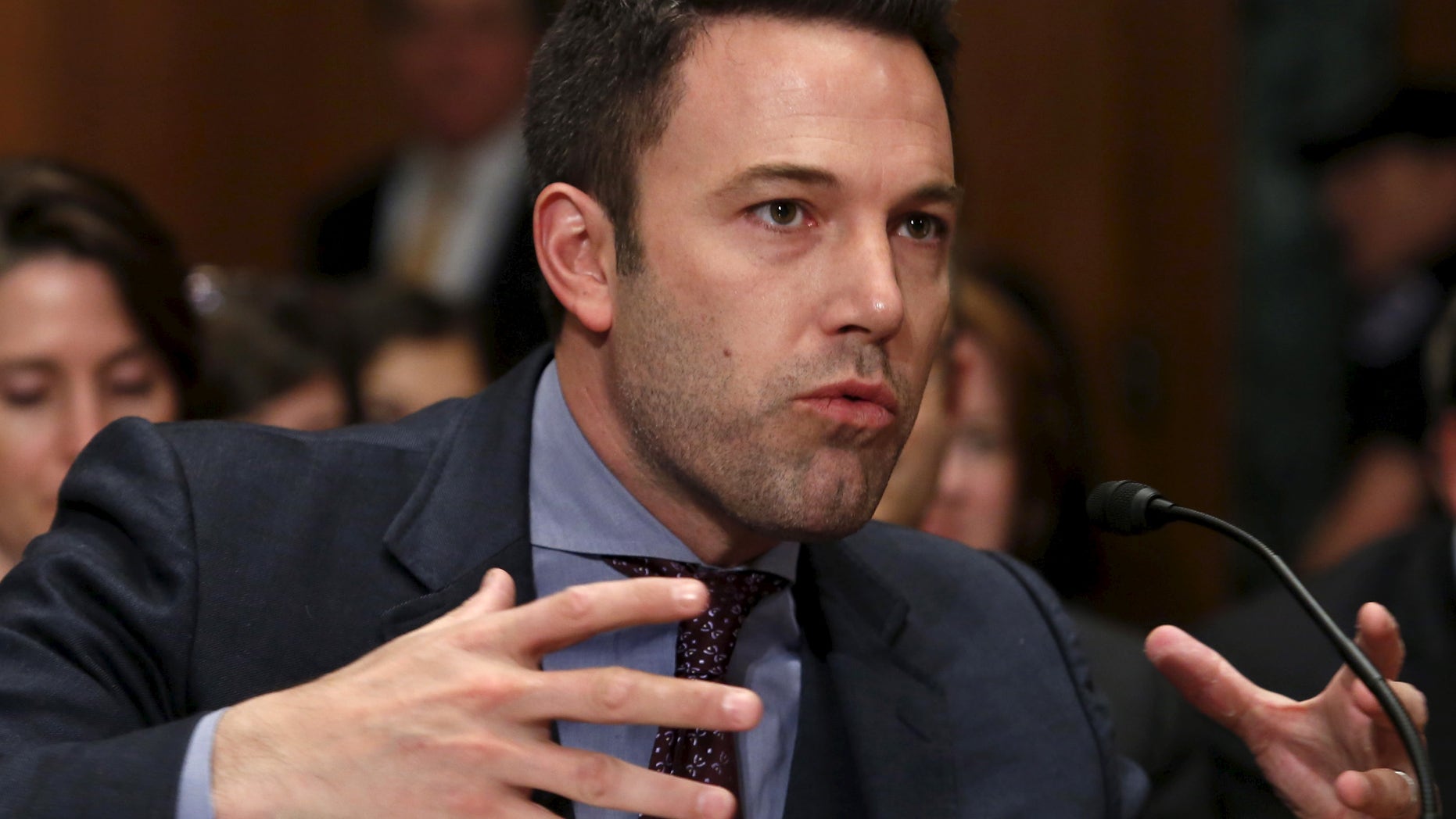 March 26, 2015. Ben Affleck, actor, filmmaker and founder of the Eastern Congo Initiative, testifies before a Senate Appropriations State, Foreign Operations and Related Programs Subcommittee hearing on Capitol Hill in Washington.