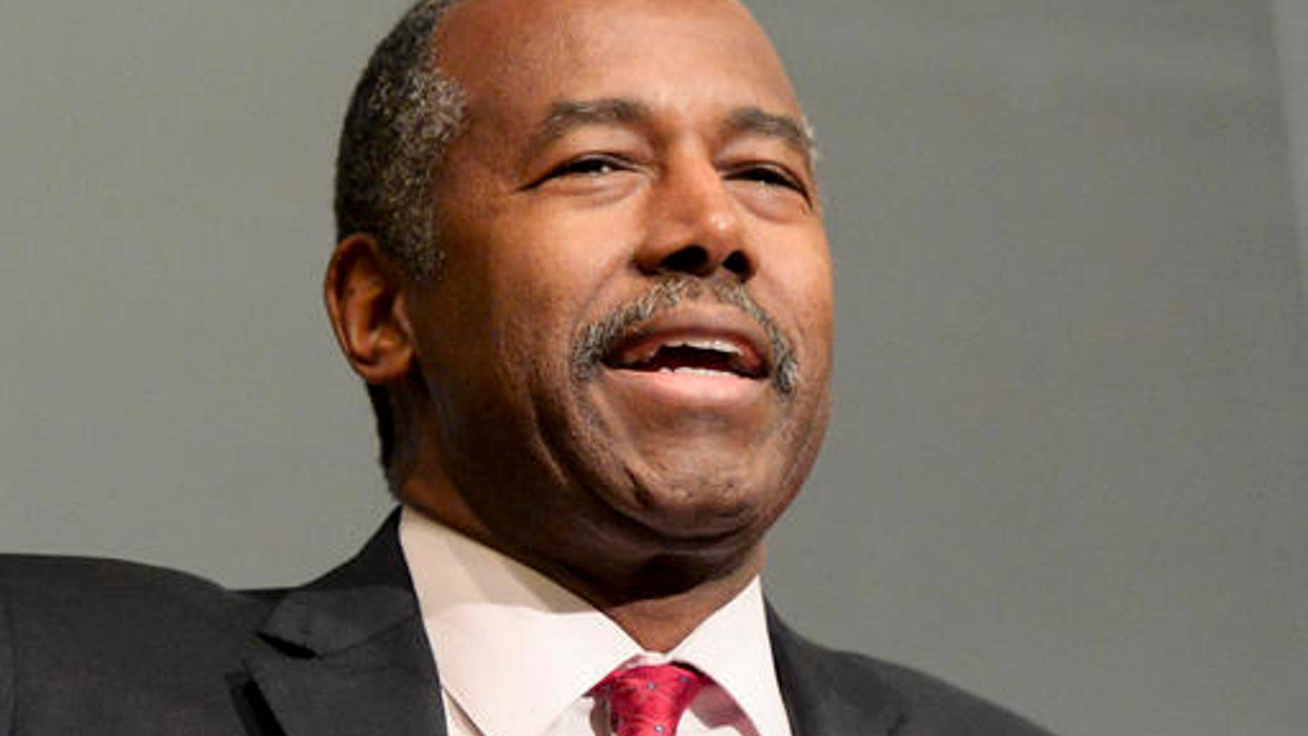 Ben Carson, speaks at Yale, as a guest of the William F. Buckley Jr. Program, in New Haven, Conn. in December.
