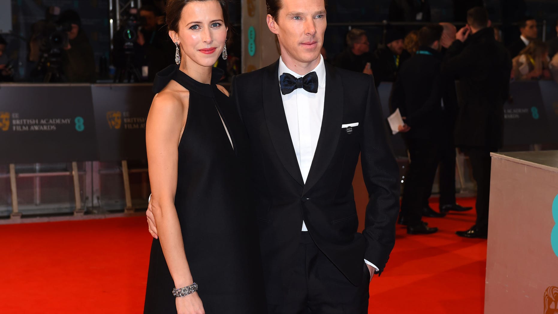 Feb. 8, 2015. Sophie Hunter, left, and Benedict Cumberbatch arrive for the British Academy Film and Television Awards 2015 at the Royal Opera House in London.