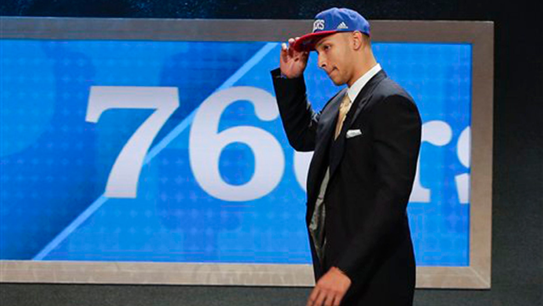 LSU's Ben Simmons walks up on stage after being selected as the top pick by the Philadelphia 76ers during the NBA basketball draft, Thursday, June 23, 2016, in New York. (AP Photo/Frank Franklin II)
