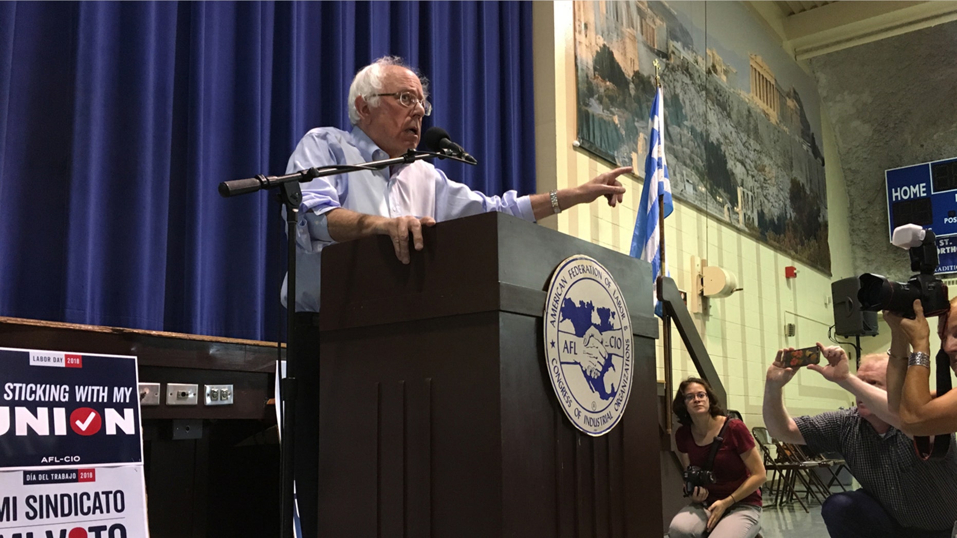 In his speech, Vermont Sen. Bernie Sanders blasted President Trump, saying: "We have a president, and I say this with no joy in my heart, who is a pathological liar."