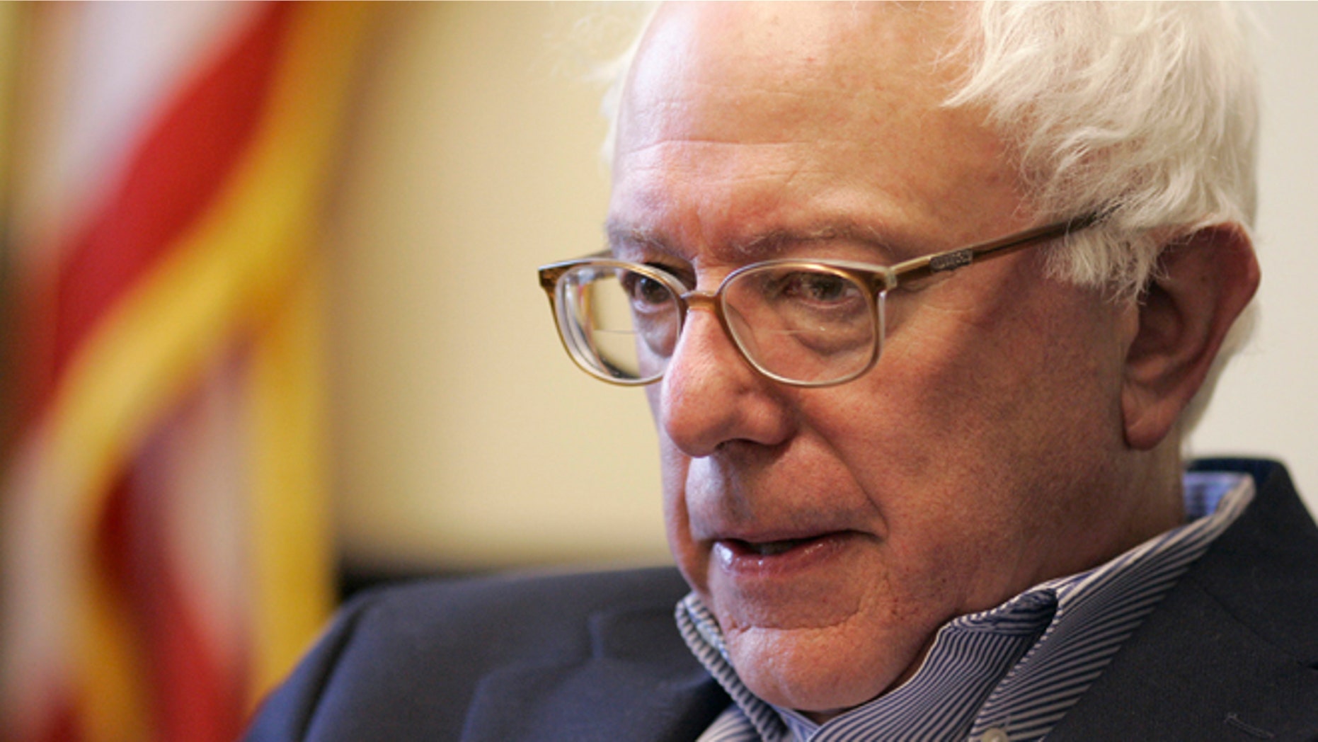 Nov. 28, 2006: Senator-elect Bernie Sanders, I-Vt., is interviewed by a Reuters reporter at Sanders' office in Burlington, Vt.