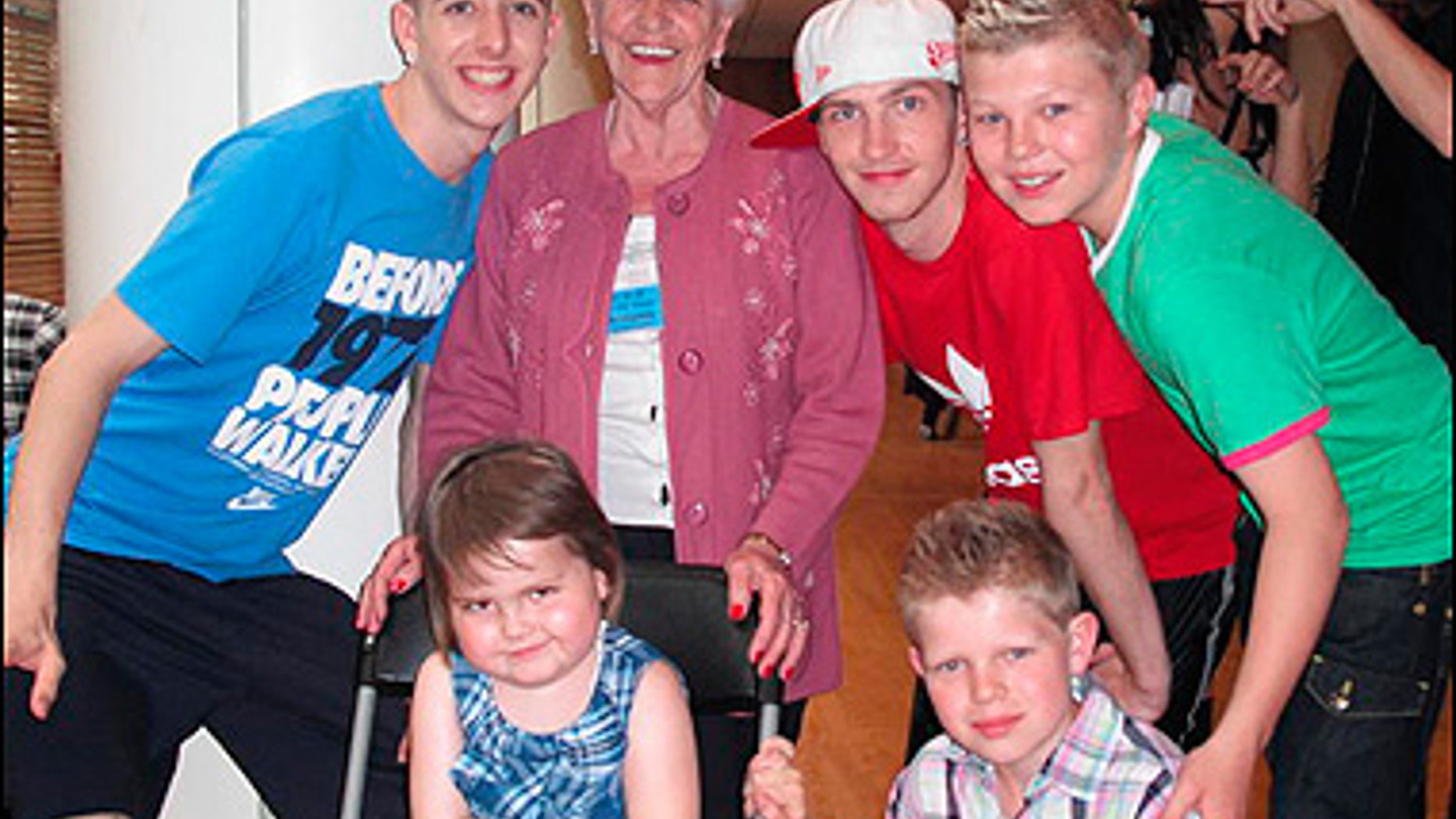 Bethany Fenton (seated, left) backstage at 'Britain's Got Talent'. (The Sun)