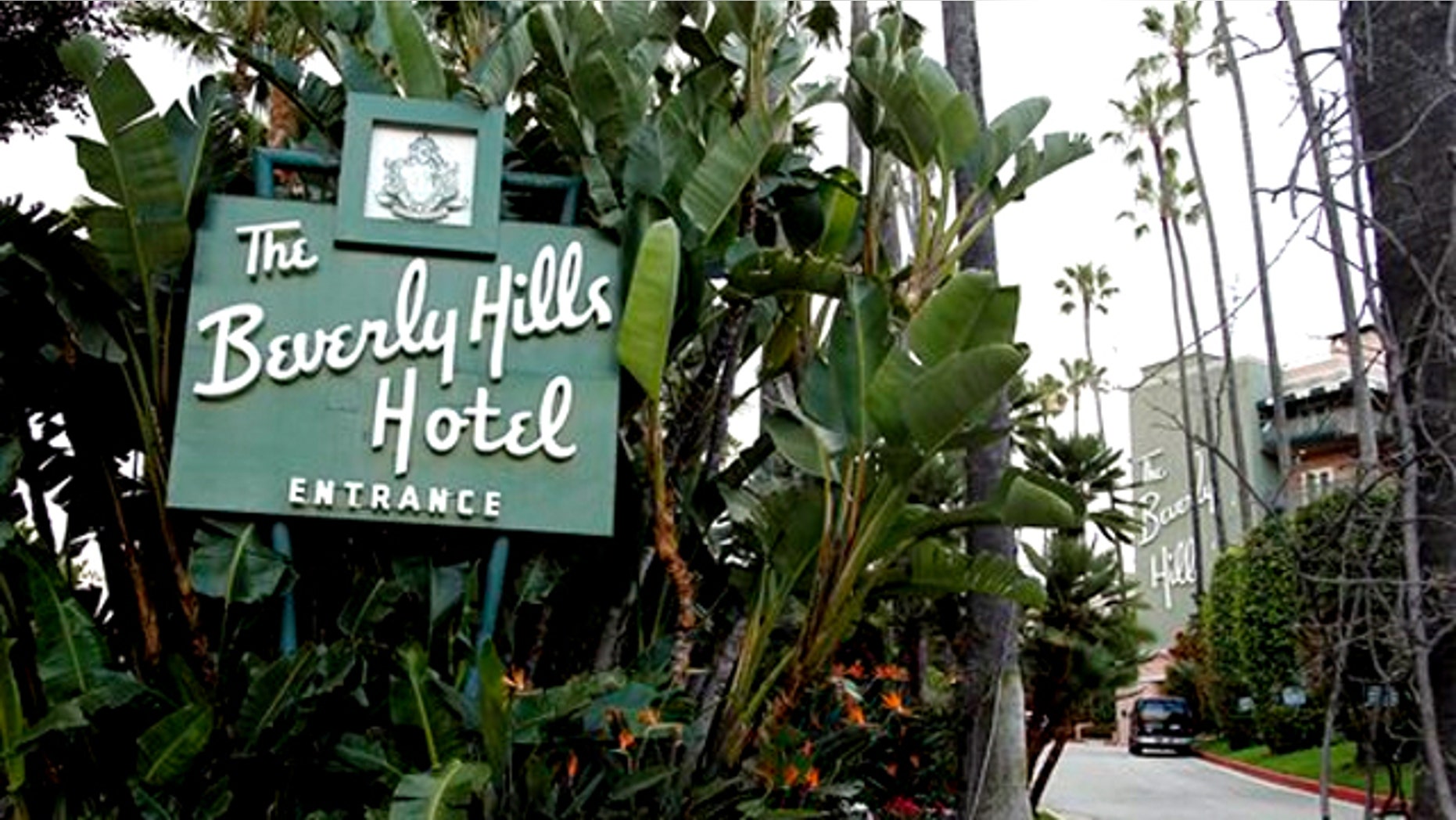 April 25, 2012: The entrance to the Beverly Hills Hotel, which is celebrating its 100th anniversary this year.