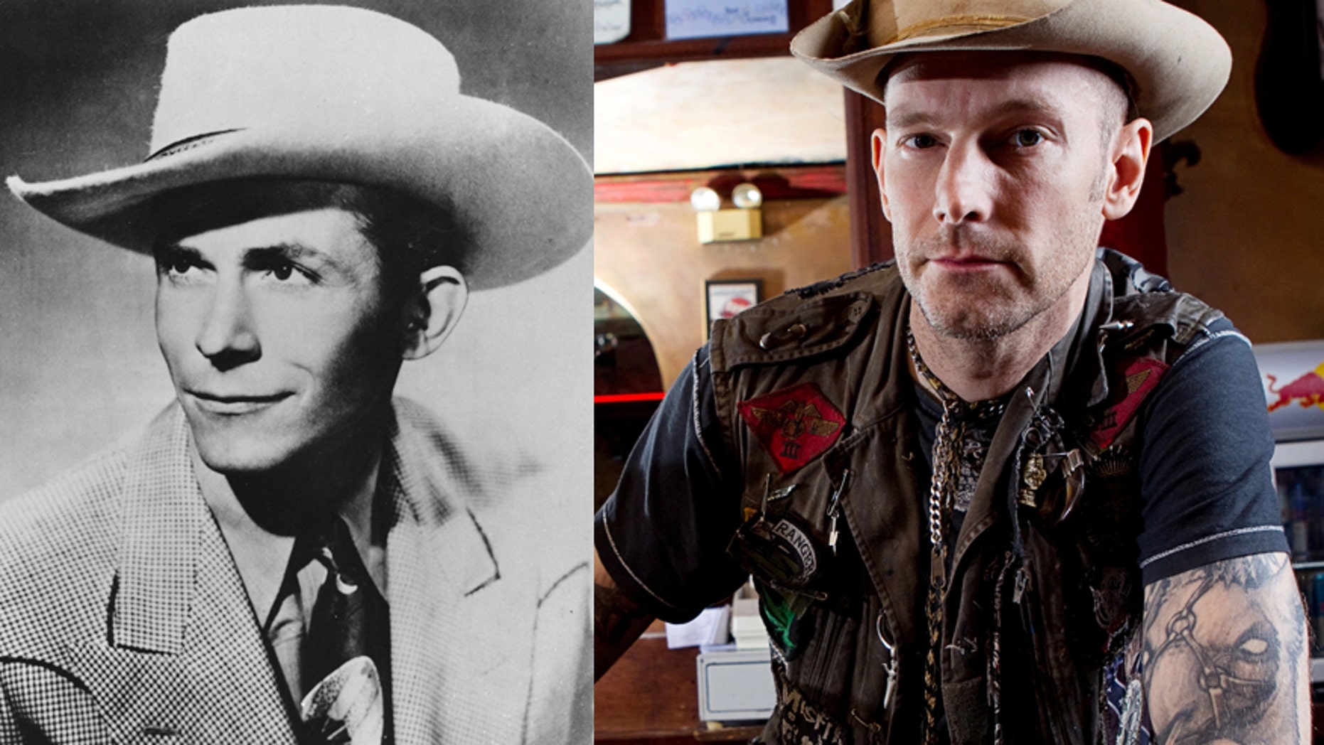 Country legend Hank Williams Sr. (L) and his grandson Hank Williams III.