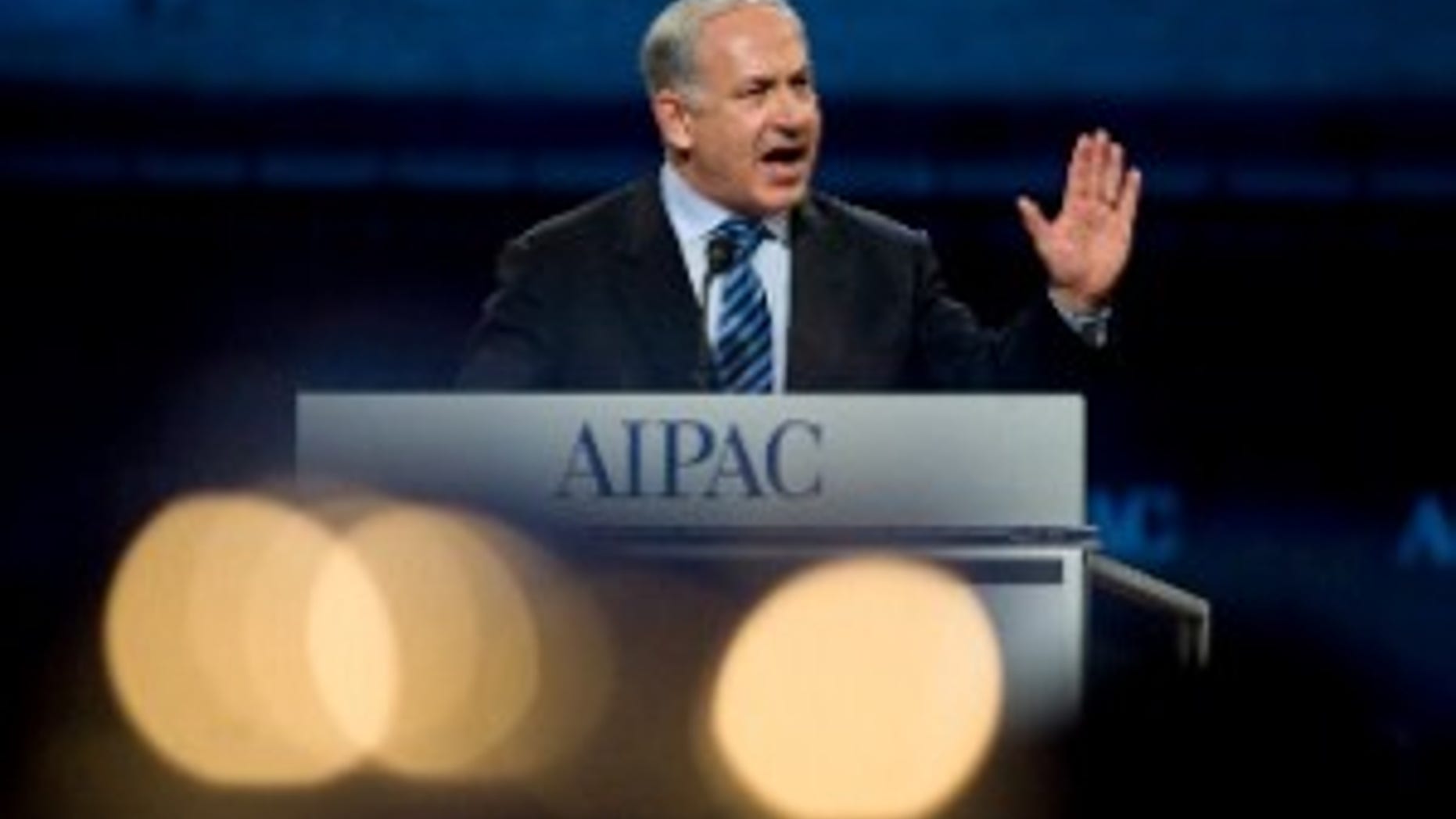 Israeli Prime Minister Benjamin Netanyahu addresses AIPAC (AP Photo)