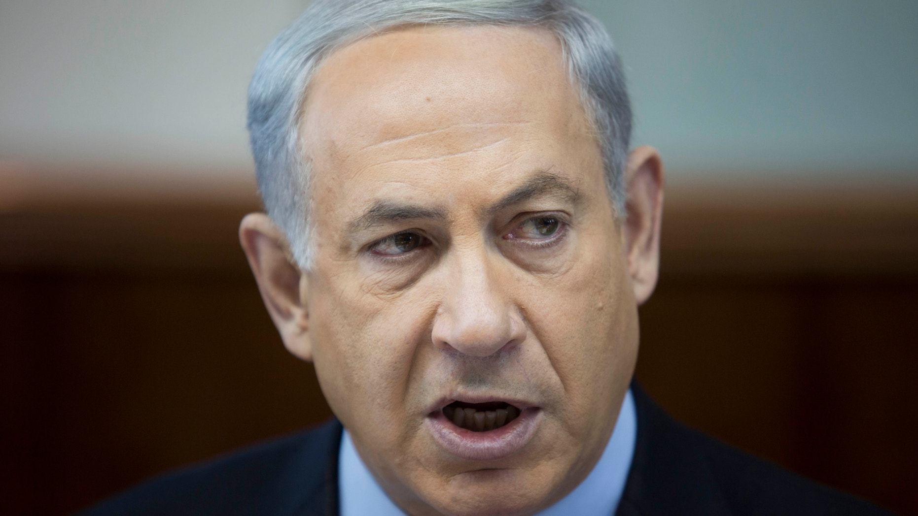 Nov. 24, 2013 - FILE photo of Israeli Prime Minister Benjamin Netanyahu at his weekly cabinet meeting in Jerusalem, Israel.
