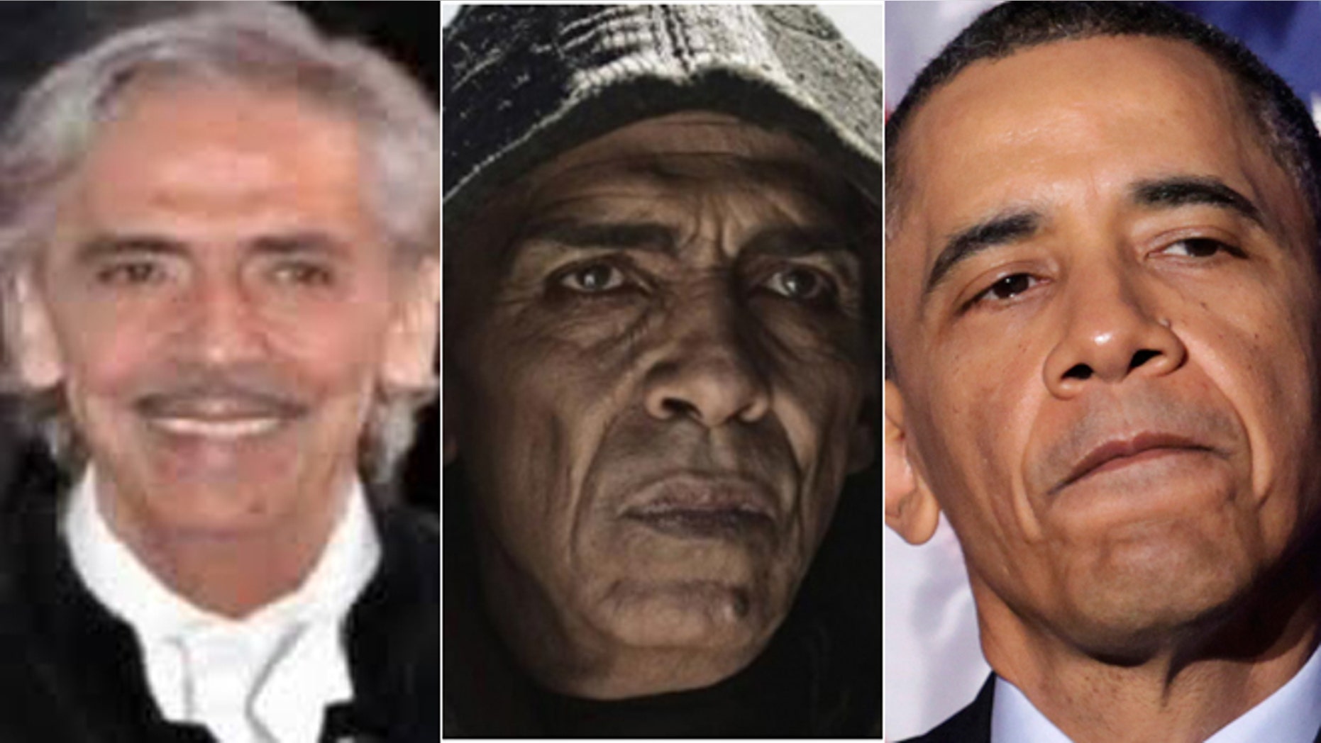 Some viewers said it looked like actor Mehdi Ouzaani (left) was made up to look like President Obama (right) for his role as Satan (center).