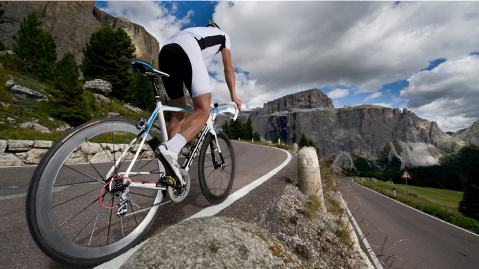 Road cyclists enjoy the mountain passes in the Dolomites