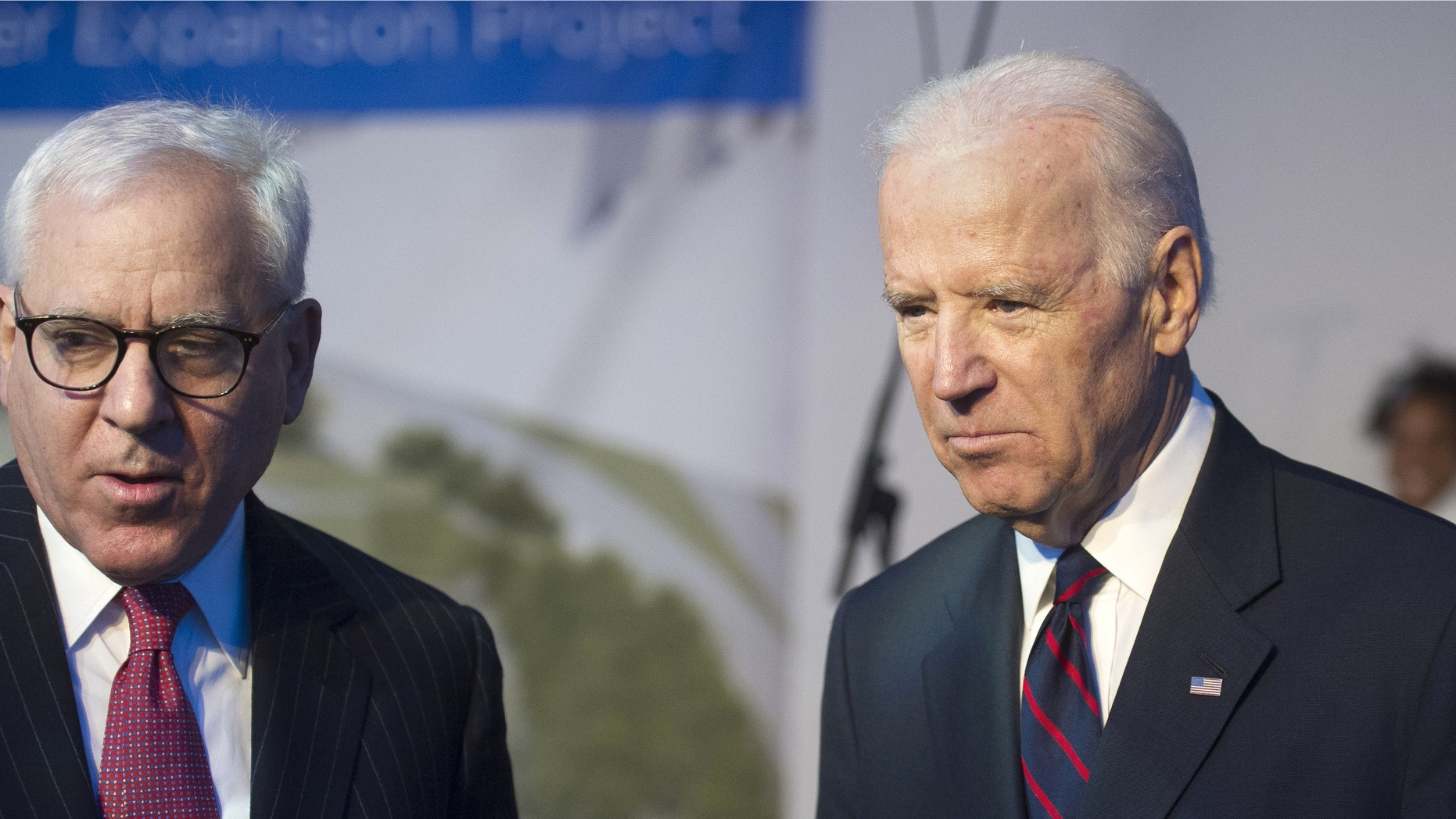 Dec. 4, 2014: Vice President Joe Biden and Kennedy Center Chairman David Rubinstein take part in a ceremonial groundbreaking of the Kennedy Center's new Expansion Project in Washington