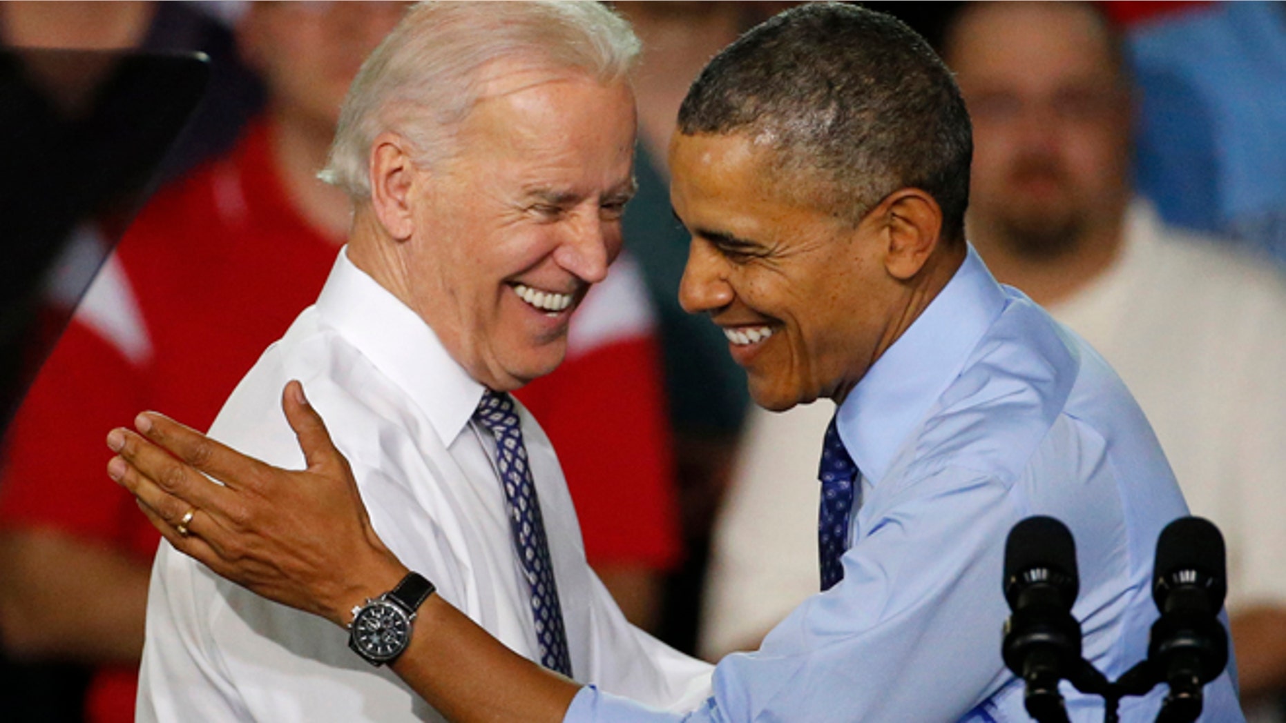 April 16, 2014: President Obama is introduced by Vice President Joe Biden as he arrives at the Community College of Allegheny County West Hills Center in Oakdale, Pa.