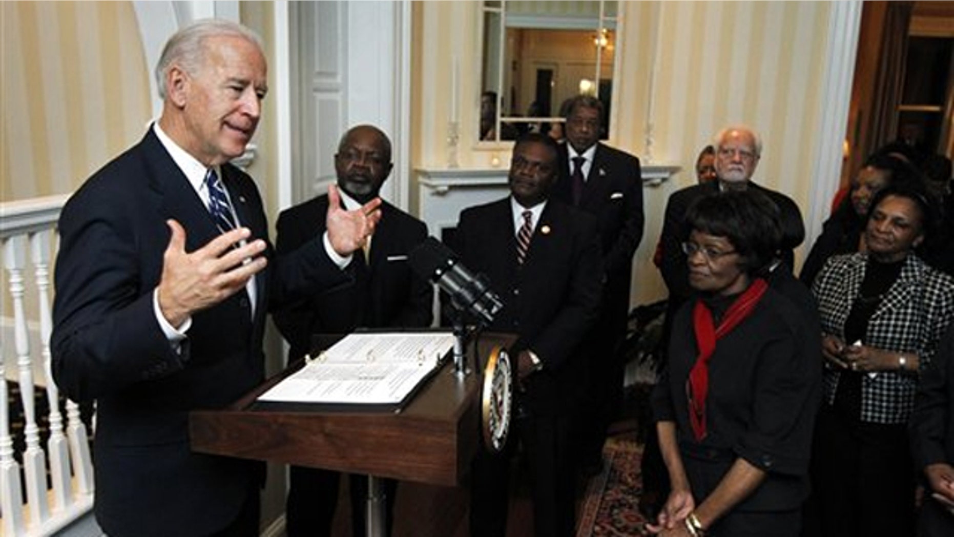 Vice President Biden speaks to guests in his official residence at the Naval Observatory in Washington Feb. 15 in honor of Black History Month.